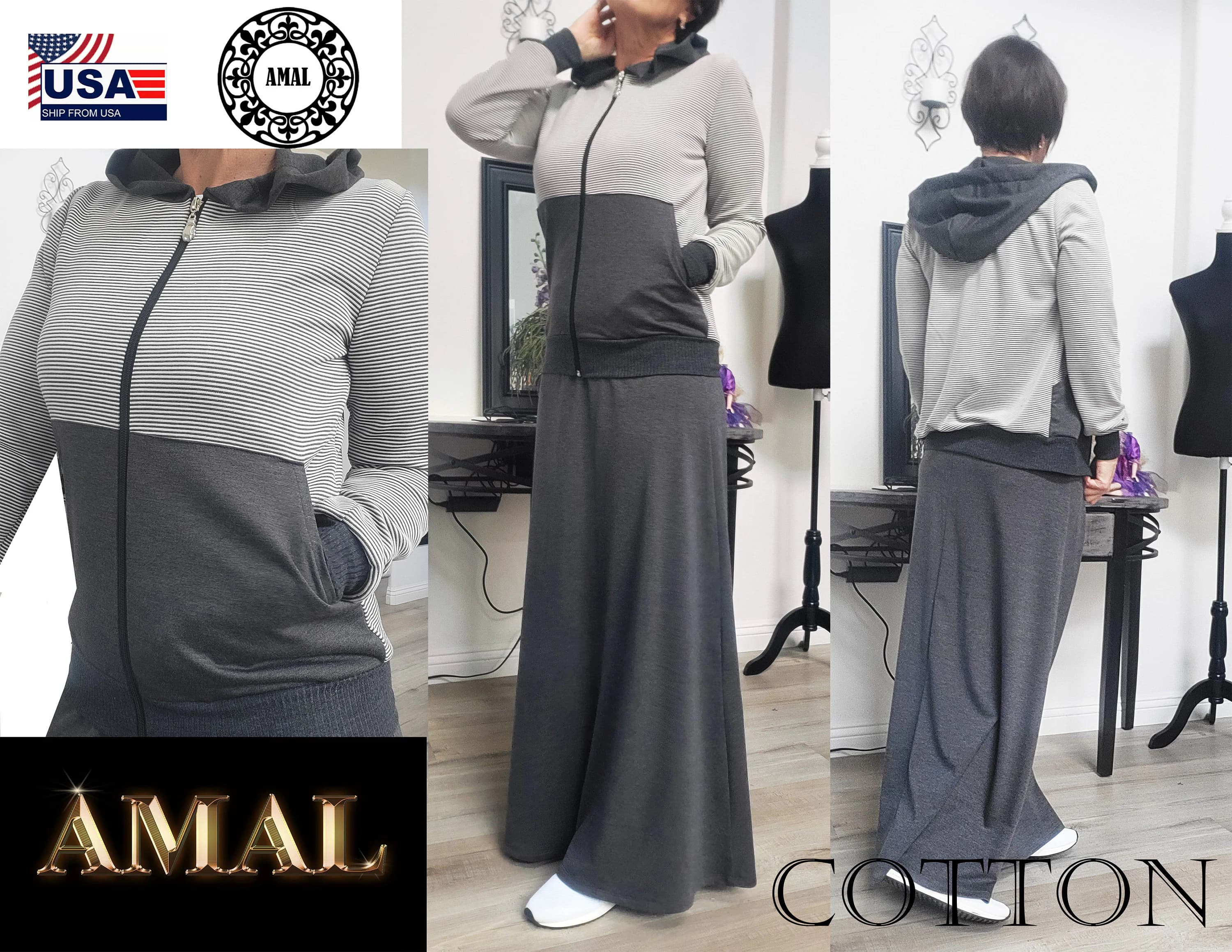 AMAL MUSLIM. Track Suit For Women. xs-4xl. Cotton. Set Sweatsuit. 2 Piece. USA. Model 73. - image 3