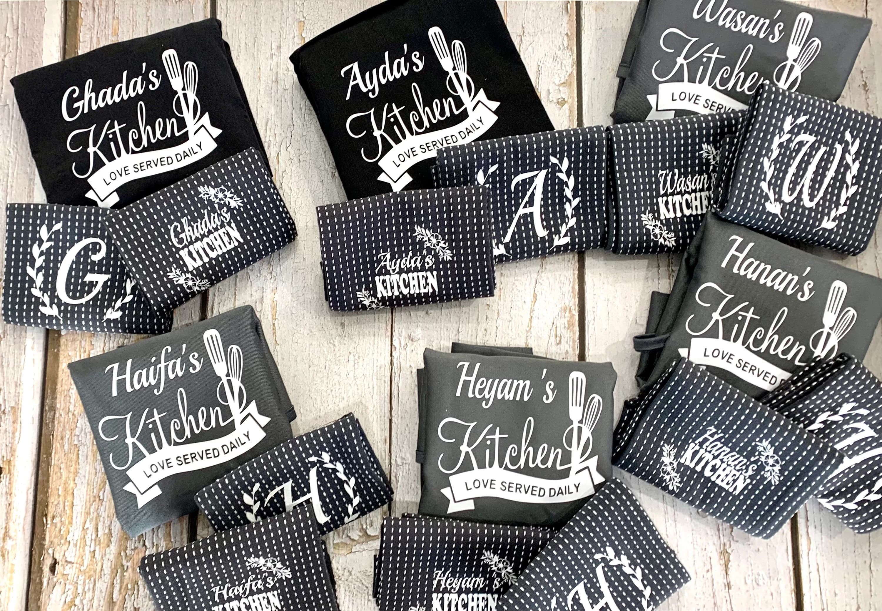 Personalized Apron and Tea Towel Set, Custom Kitchen Gift - image 3