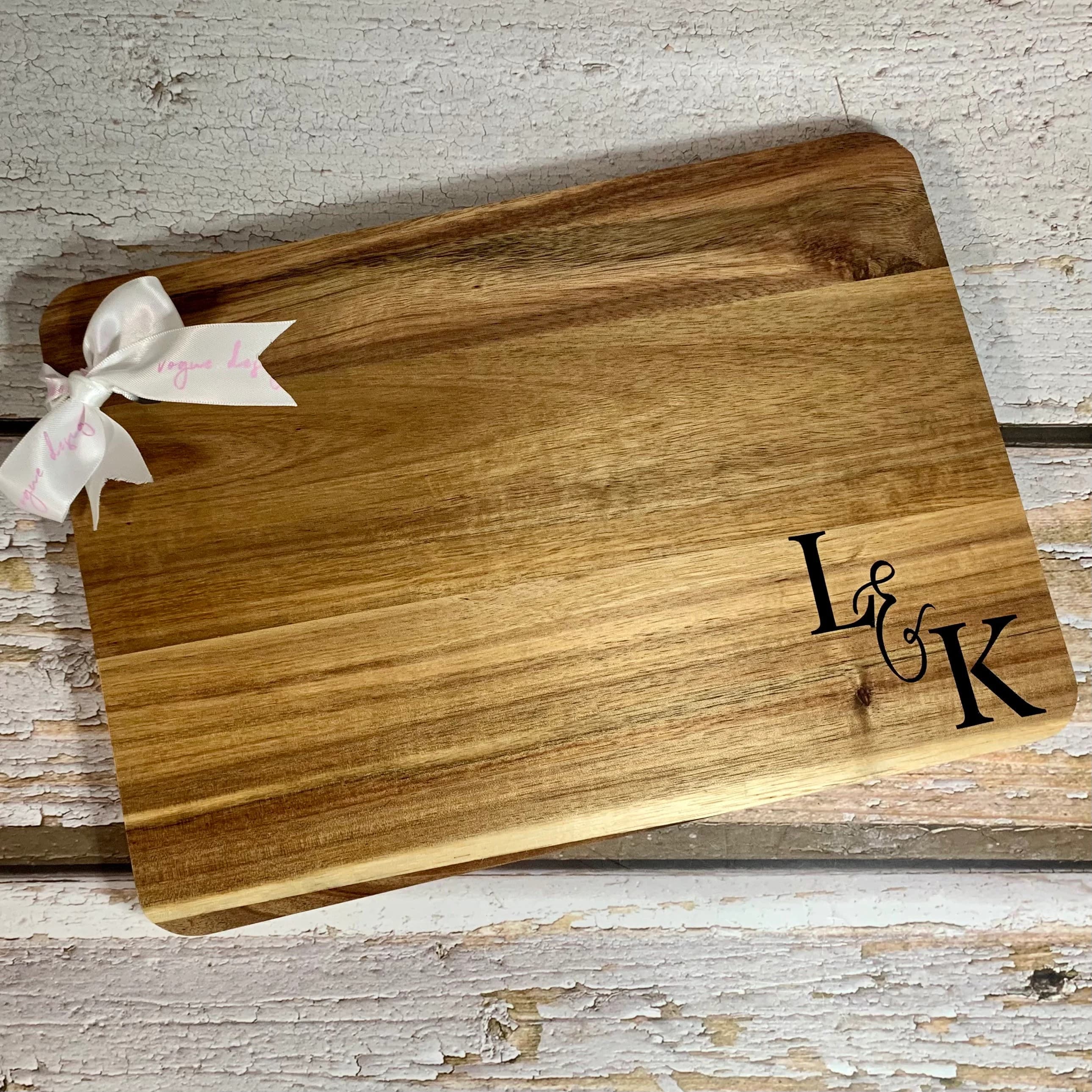 Engraved Acacia Wood Serving Board, Personalized Charcuterie Board
