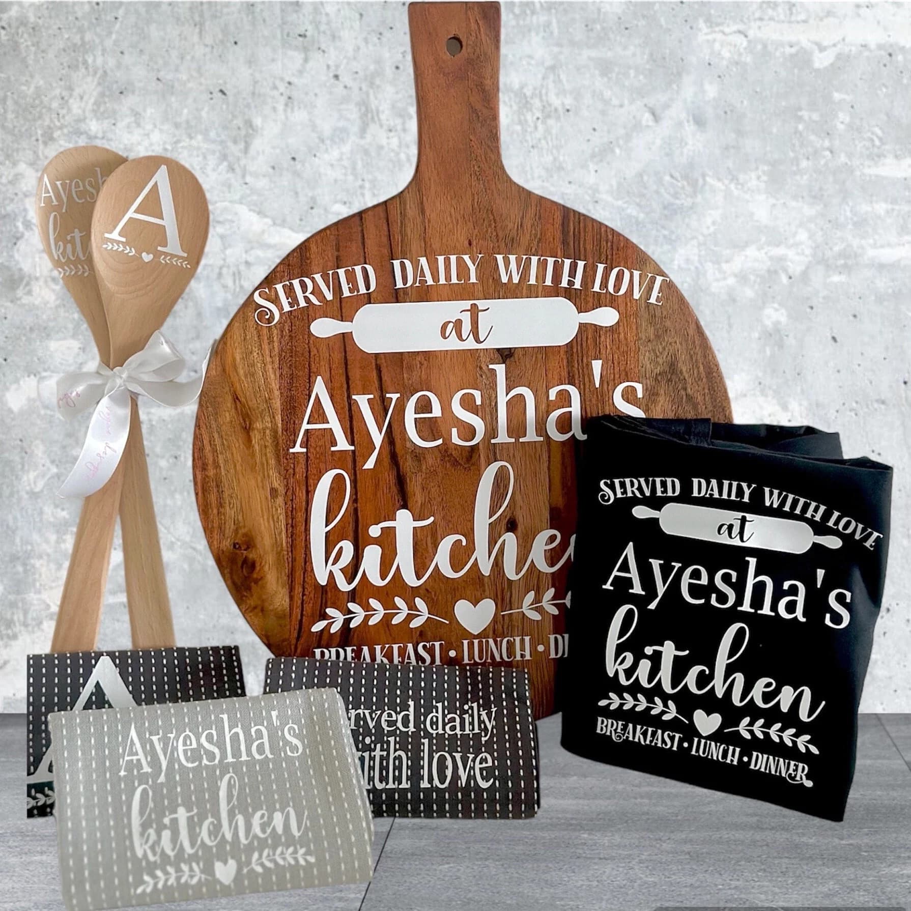 Personalized Serving Board Set, Housewarming Gift, Kitchen Decor