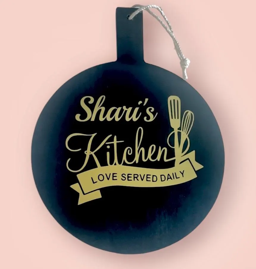 Personalized Black Round Serving Board with Handle | Custom Charcuterie Board | personalized Gift | Kitchen Decor | custom serving board |