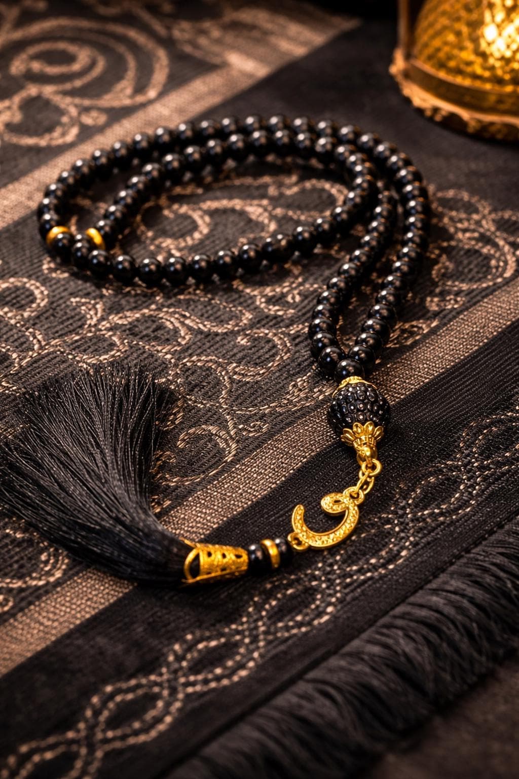 Muslim Prayer Rug and Prayer Beads with Elegant Design Cylinder Gift Box | Janamaz | Sajadah | Soft Islamic Gifts Set - image 3