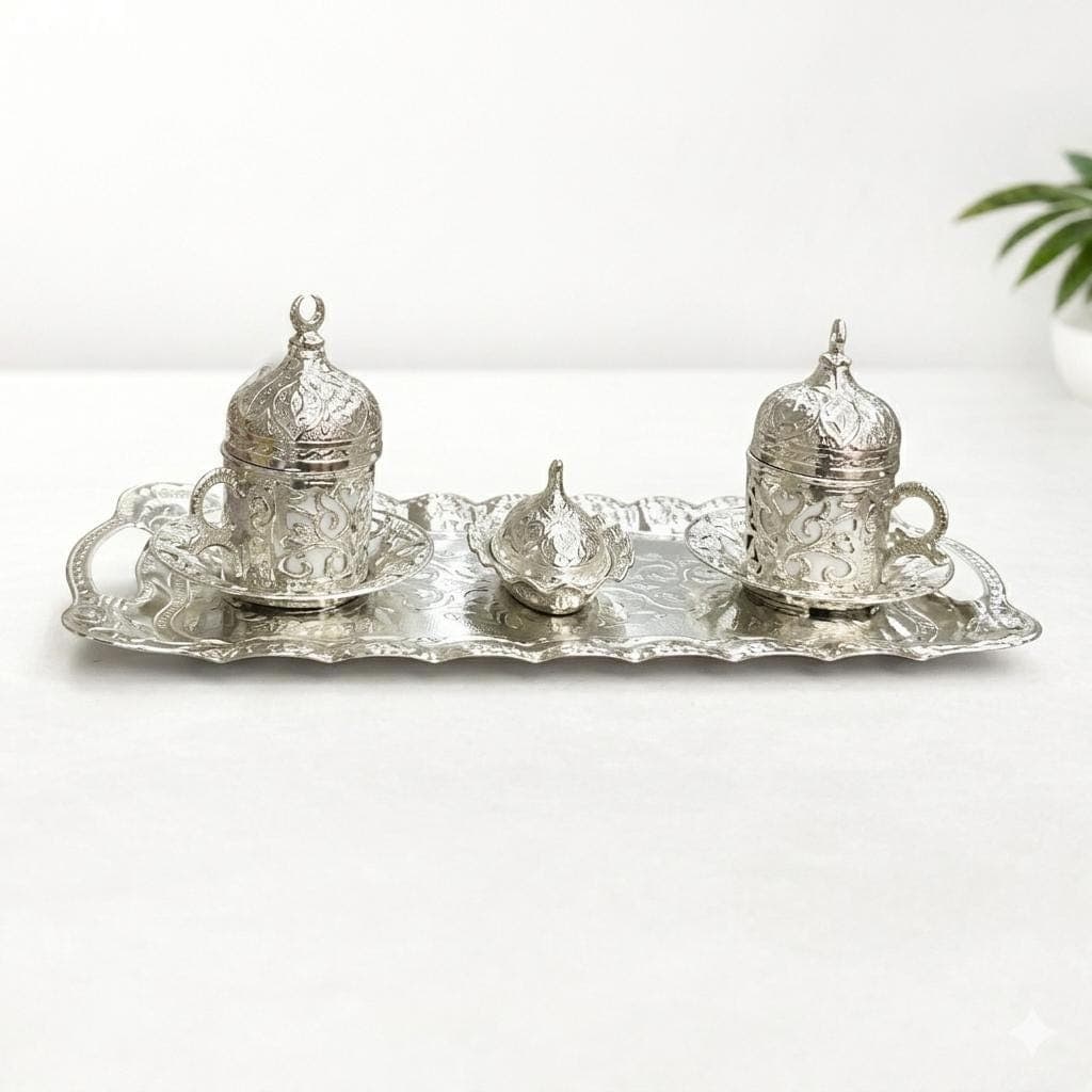 Turkish Luxury 4-Piece Coffee Cup Set with Tray & Sugar Bowl - image 3