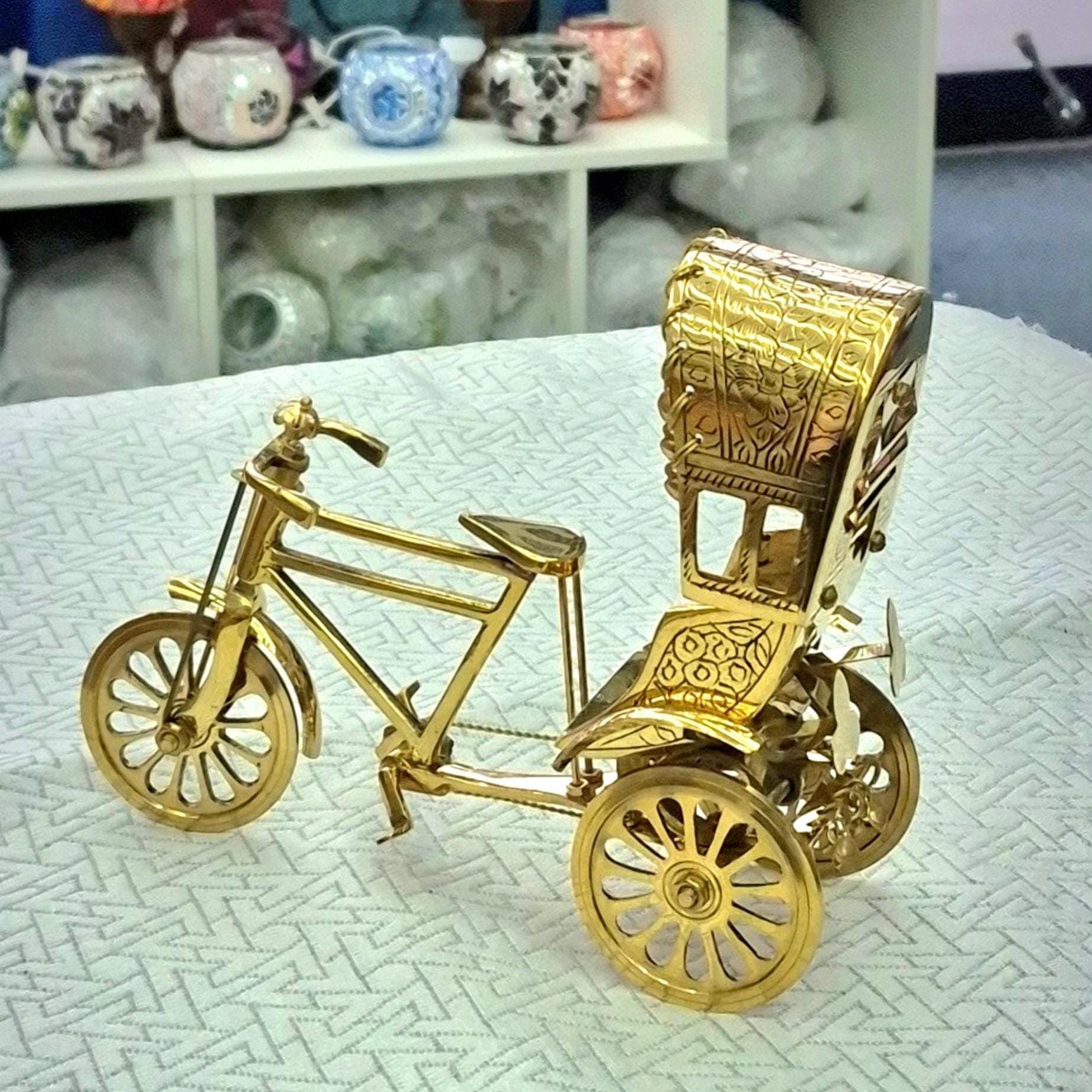 Handmade Brass Rickshaw Showpiece – Vintage Decorative Tricycle – Cultural Home Décor – Unique Gift - image 3