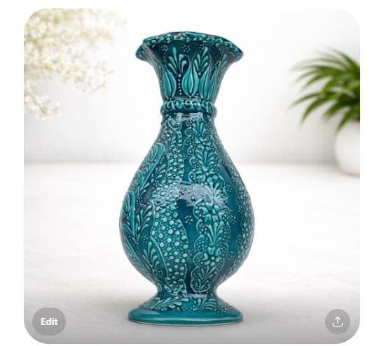 Turkish Ceramic Decorative Vase – Handcrafted Blue & Turquoise Design - image 3