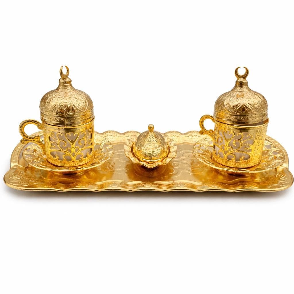 Turkish Luxury 4-Piece Coffee Cup Set with Tray & Sugar Bowl - image 4