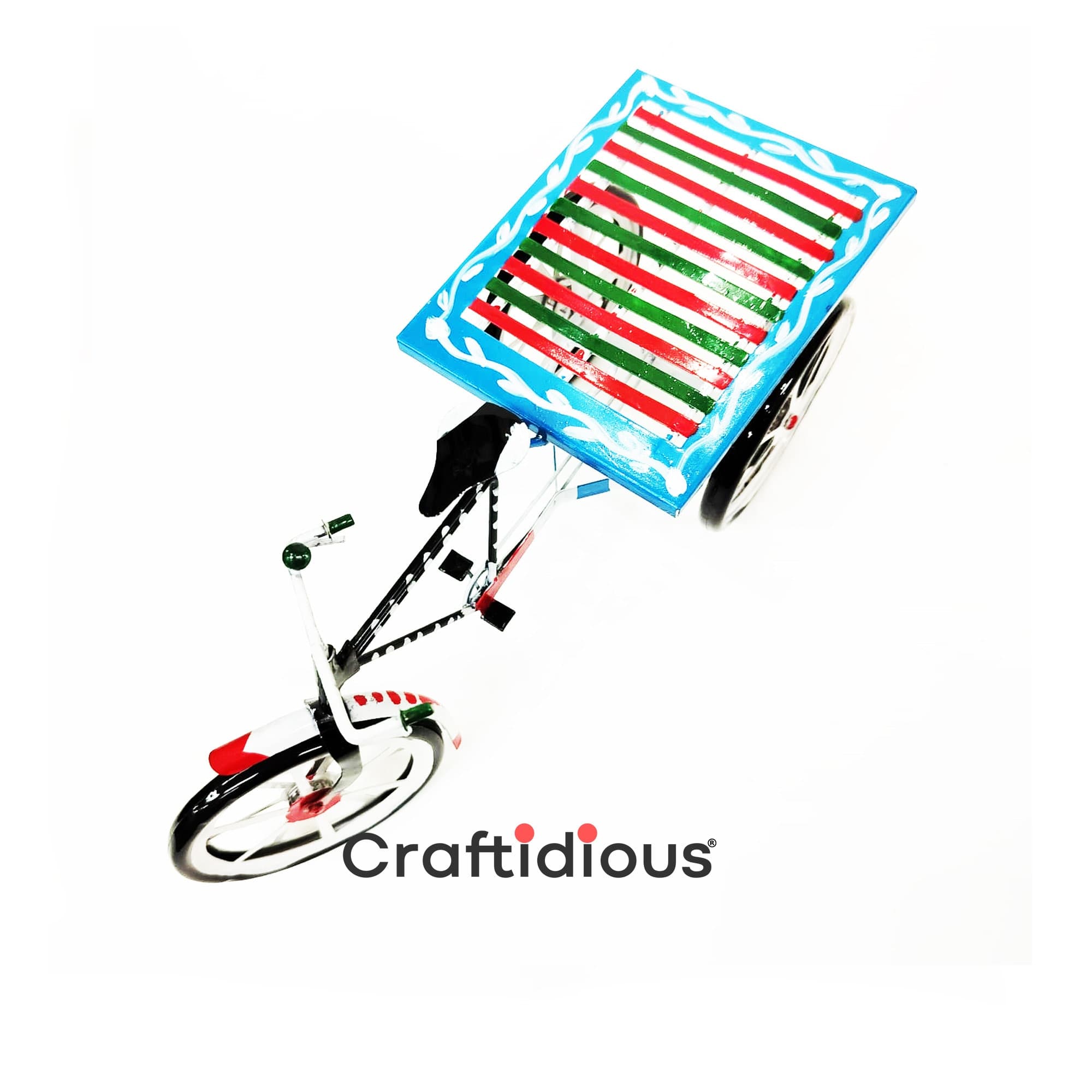 Home Decor Hand Painted Metal Handmade Rickshaw Van Showpiece/Model | Souvenir - image 4