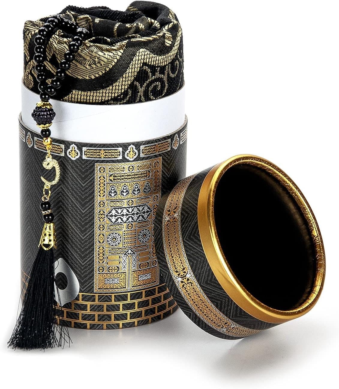 Muslim Prayer Rug and Prayer Beads with Elegant Design Cylinder Gift Box | Janamaz | Sajadah | Soft Islamic Gifts Set - image 4