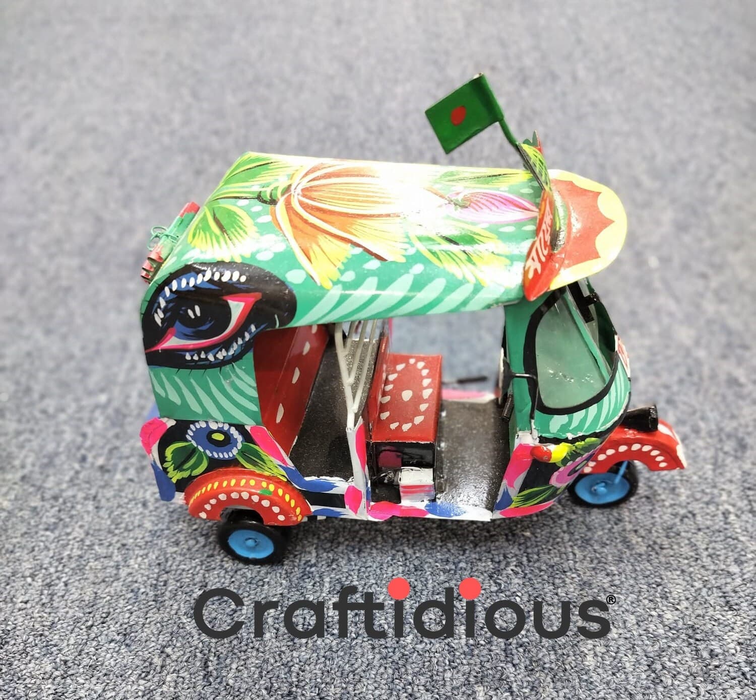 Home Decor Hand Painted Metal Handmade Baby Taxi (Auto Rickshaw) Showpiece - image 3