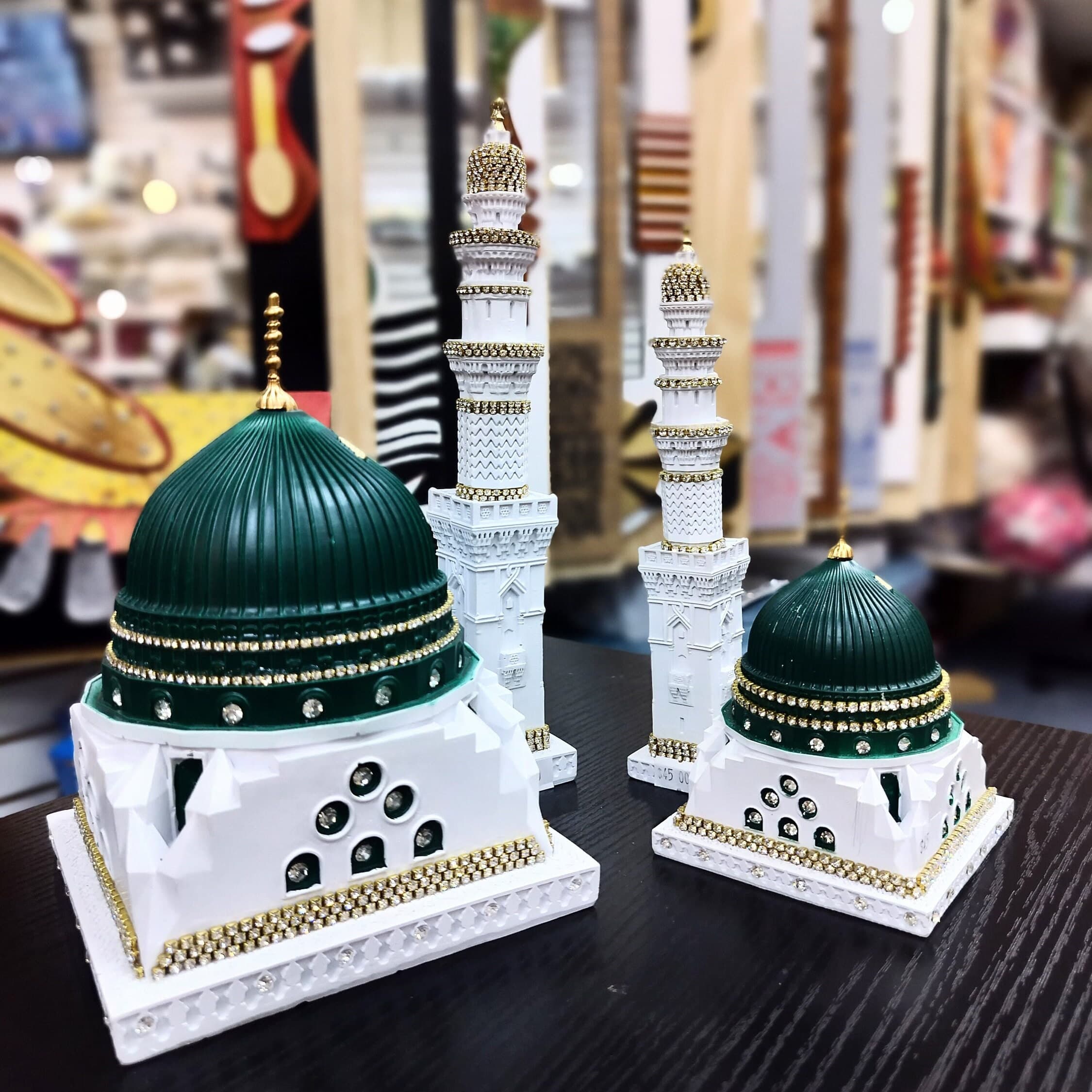 Islamic Table Decor Al-Masjid an-Nabawi Green Dome Replica