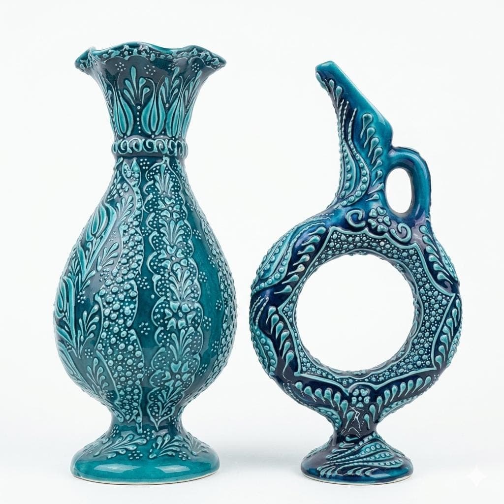 Turkish Ceramic Decorative Vase – Handcrafted Blue & Turquoise Design - image 5