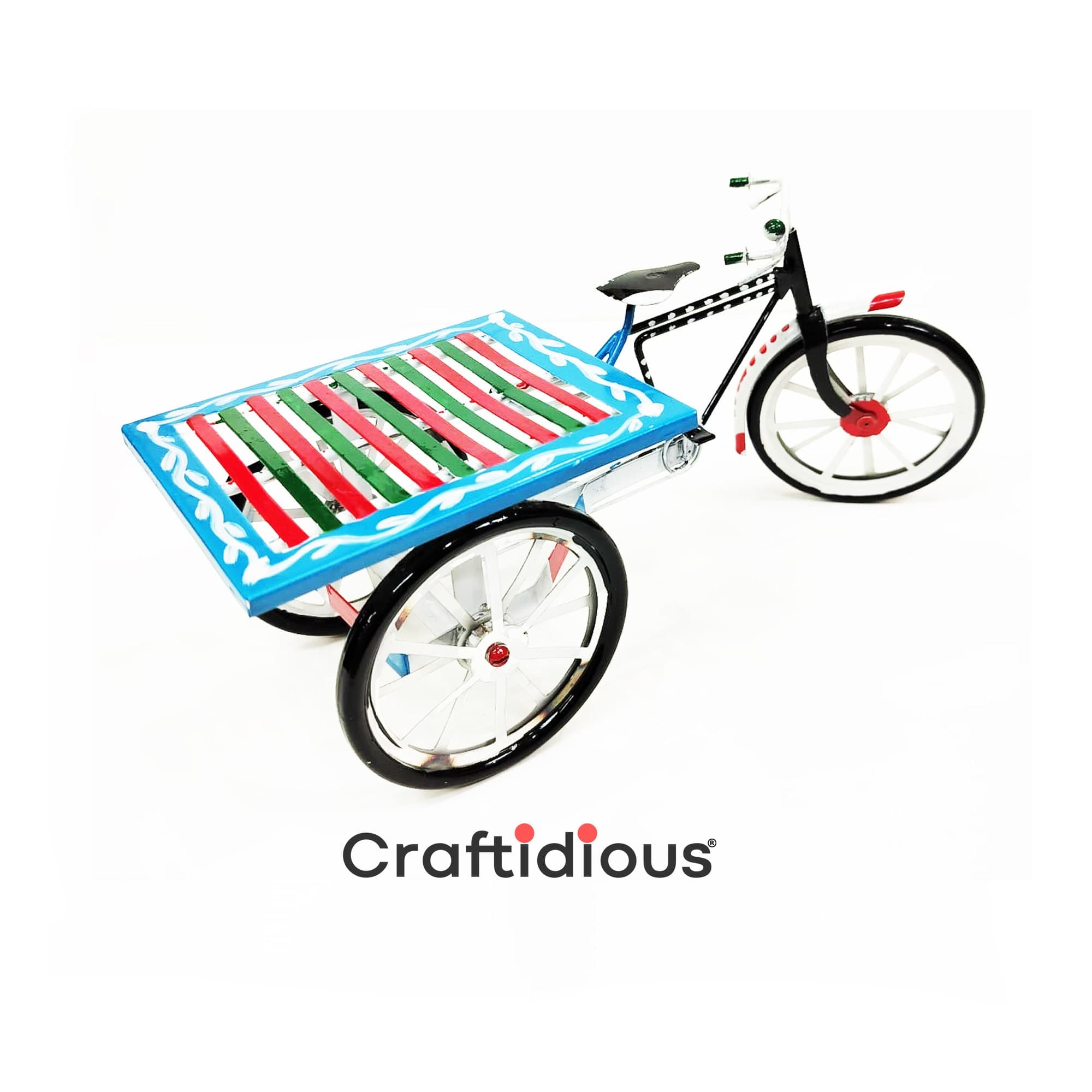 Home Decor Hand Painted Metal Handmade Rickshaw Van Showpiece/Model | Souvenir - image 3