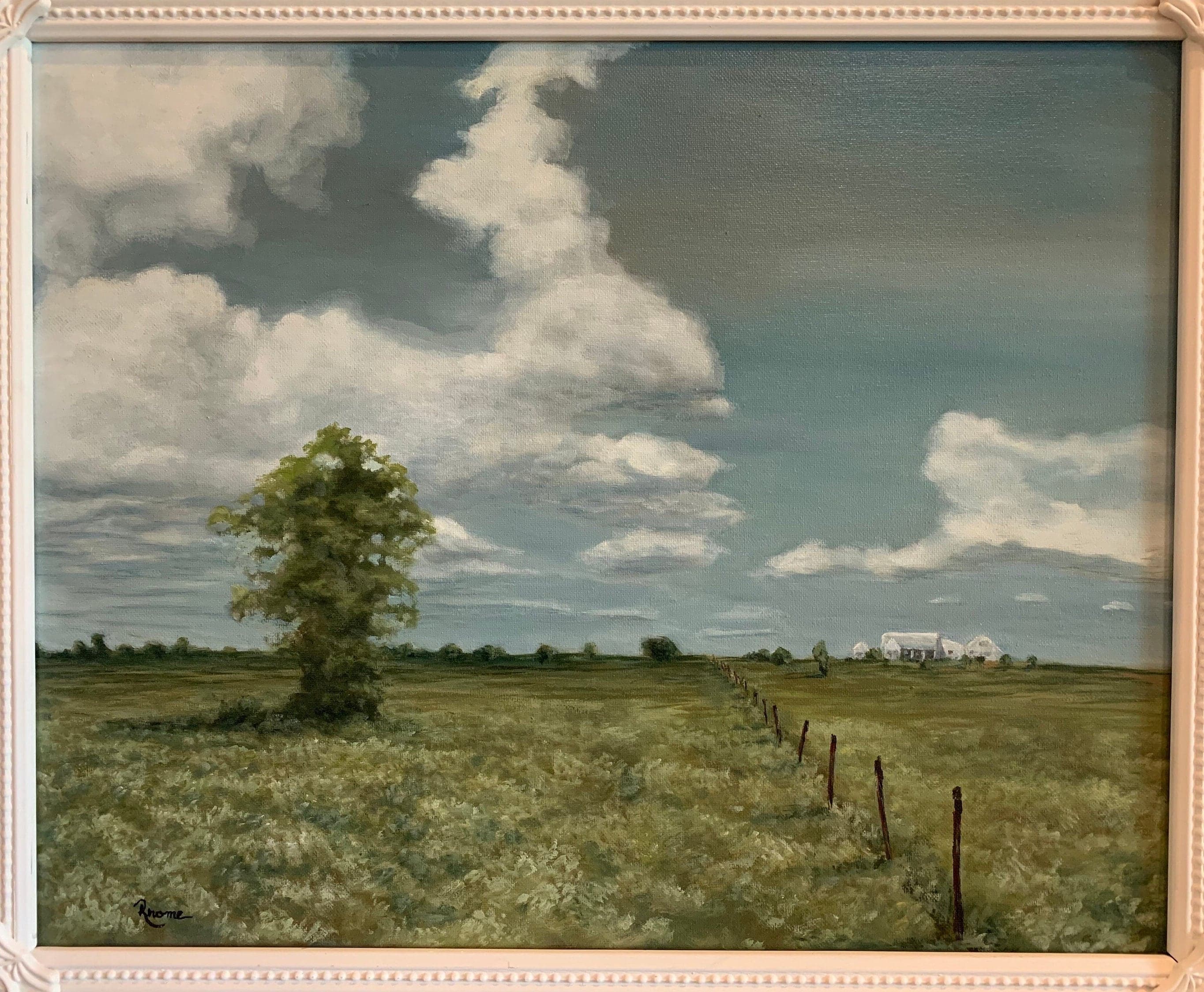 Tree And Country House, Original Oil Painting, Texas Landscape Art, USA, Rhome