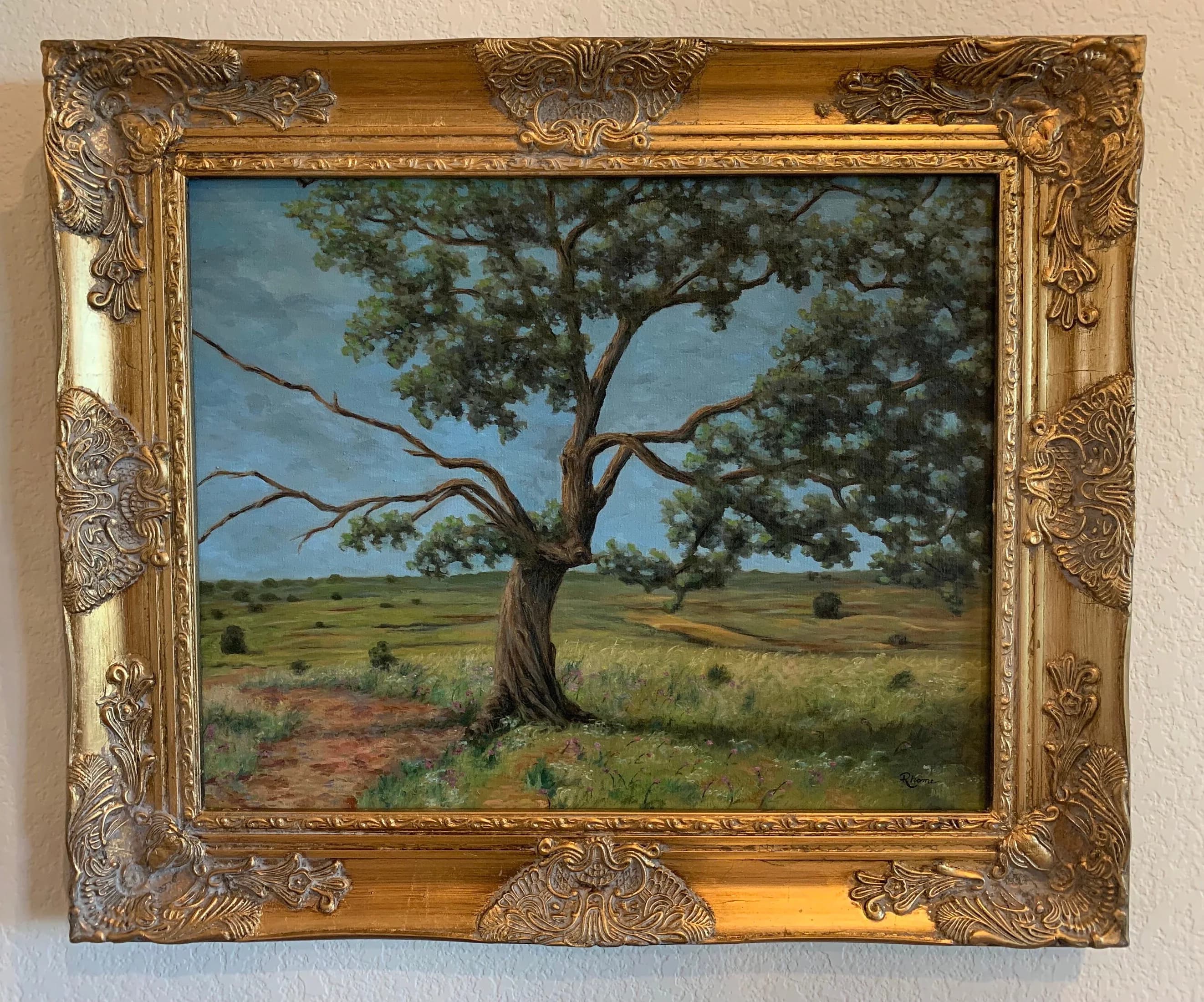 Twisted Old Tree, Original Oil Painting, Texas Landscape Art, USA, Rhome - image 5