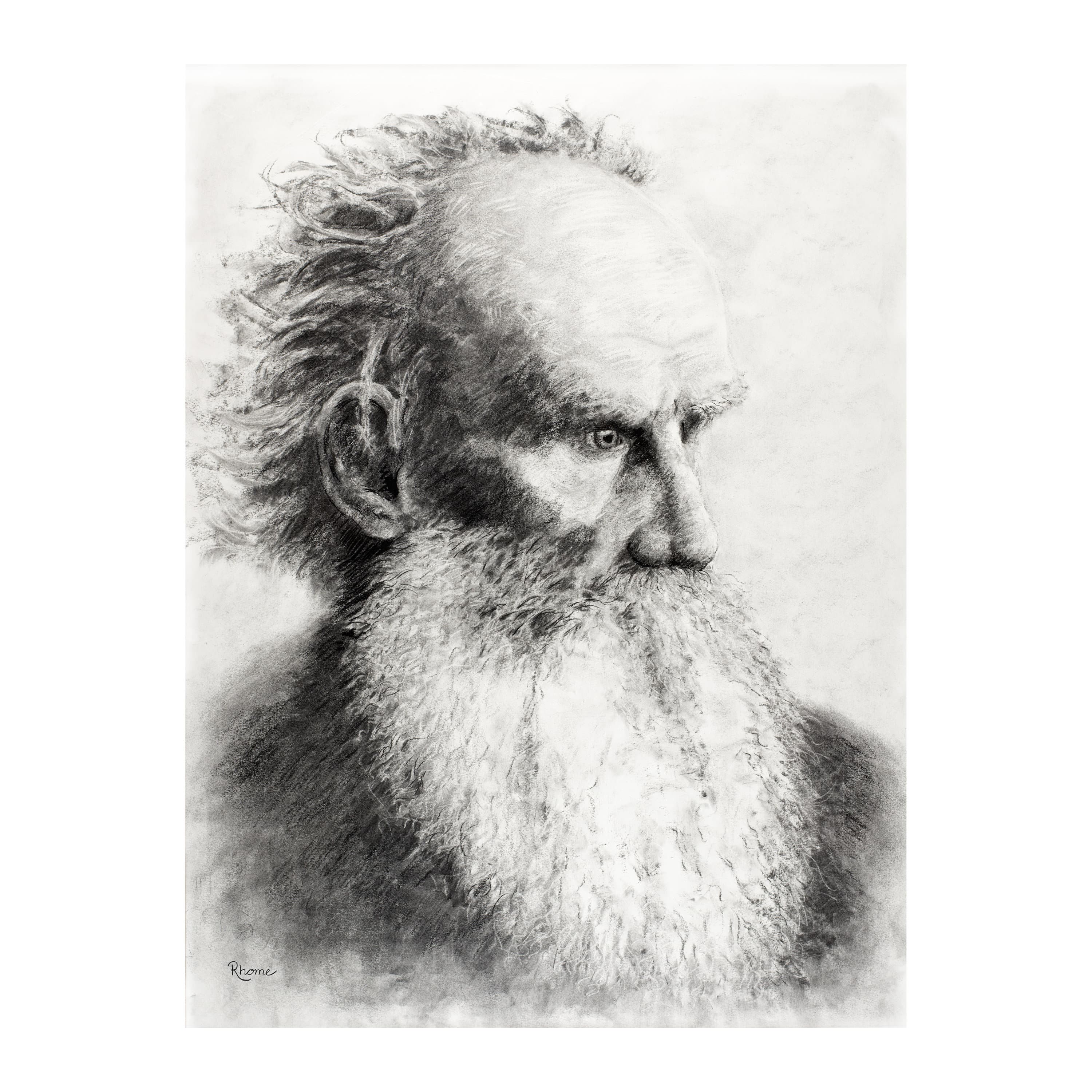 Leo Tolstoy, Charcoal Drawing, Digital Download