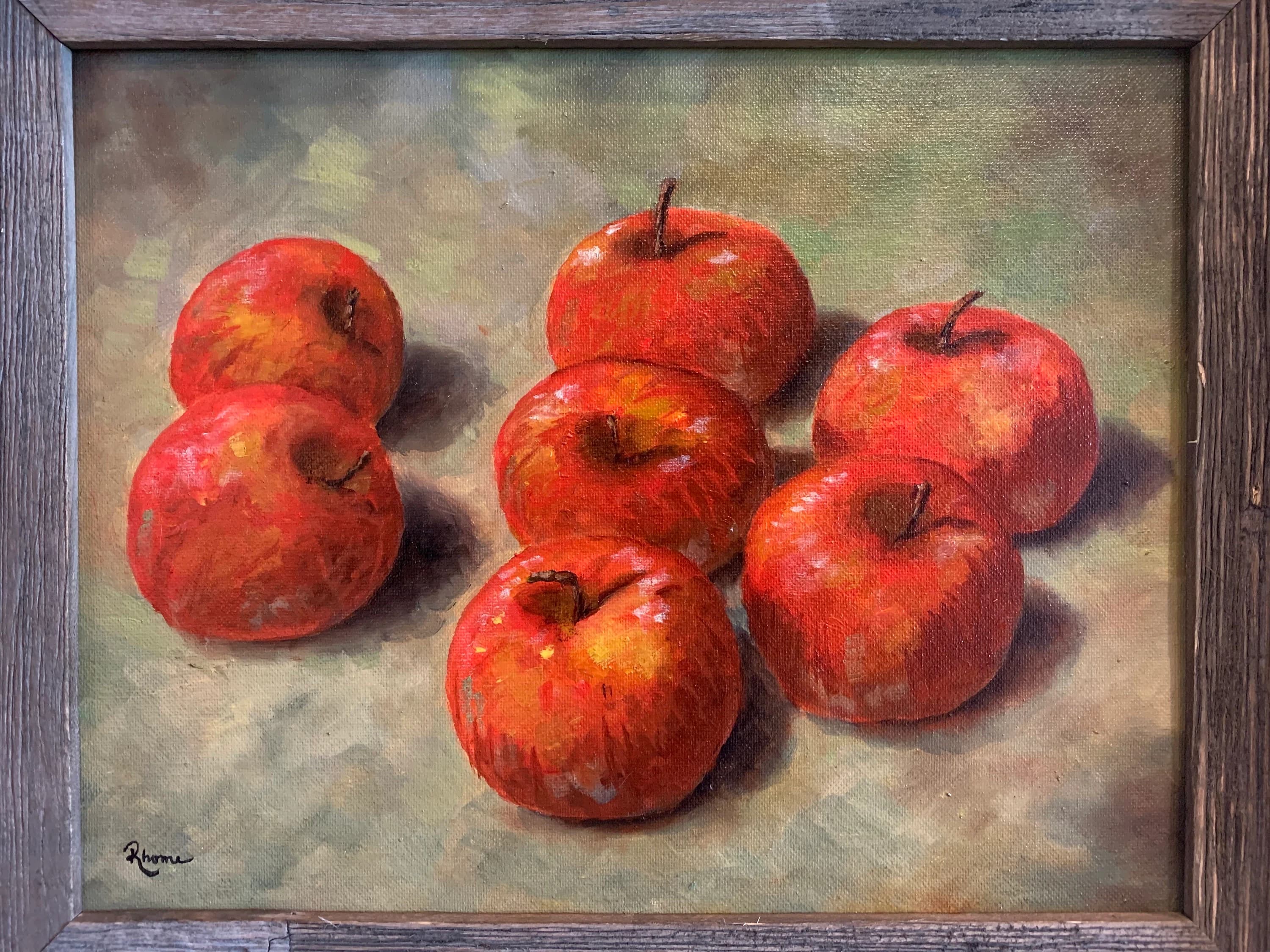 Seven Red Apples, Original Oil Painting on Canvas, Texas Still-life Art, United States of America, Rhome.