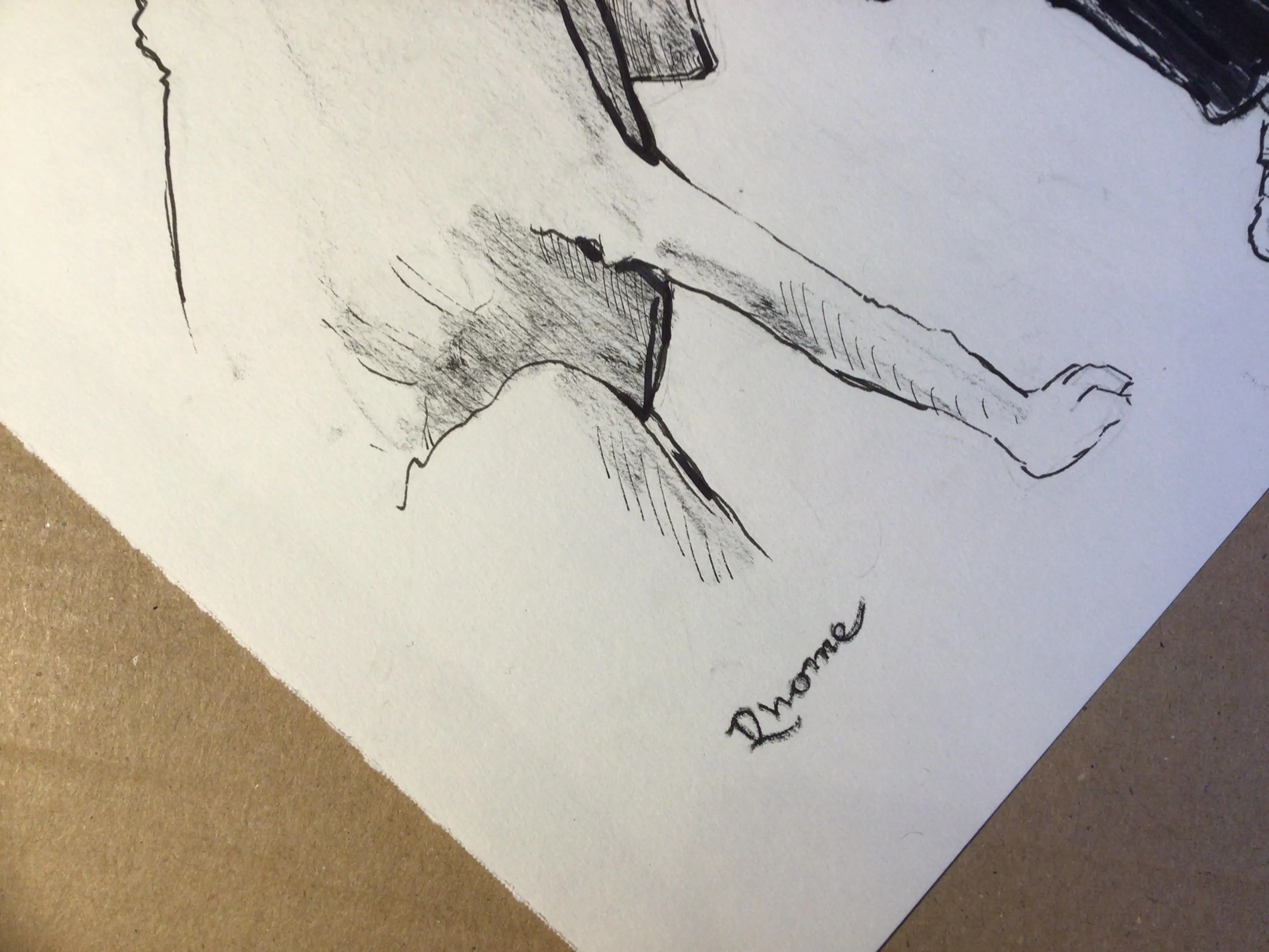 A Boy and His Dog, Ink Drawing by Rhome, 9 x 12, Original Art, Not a Print - image 4