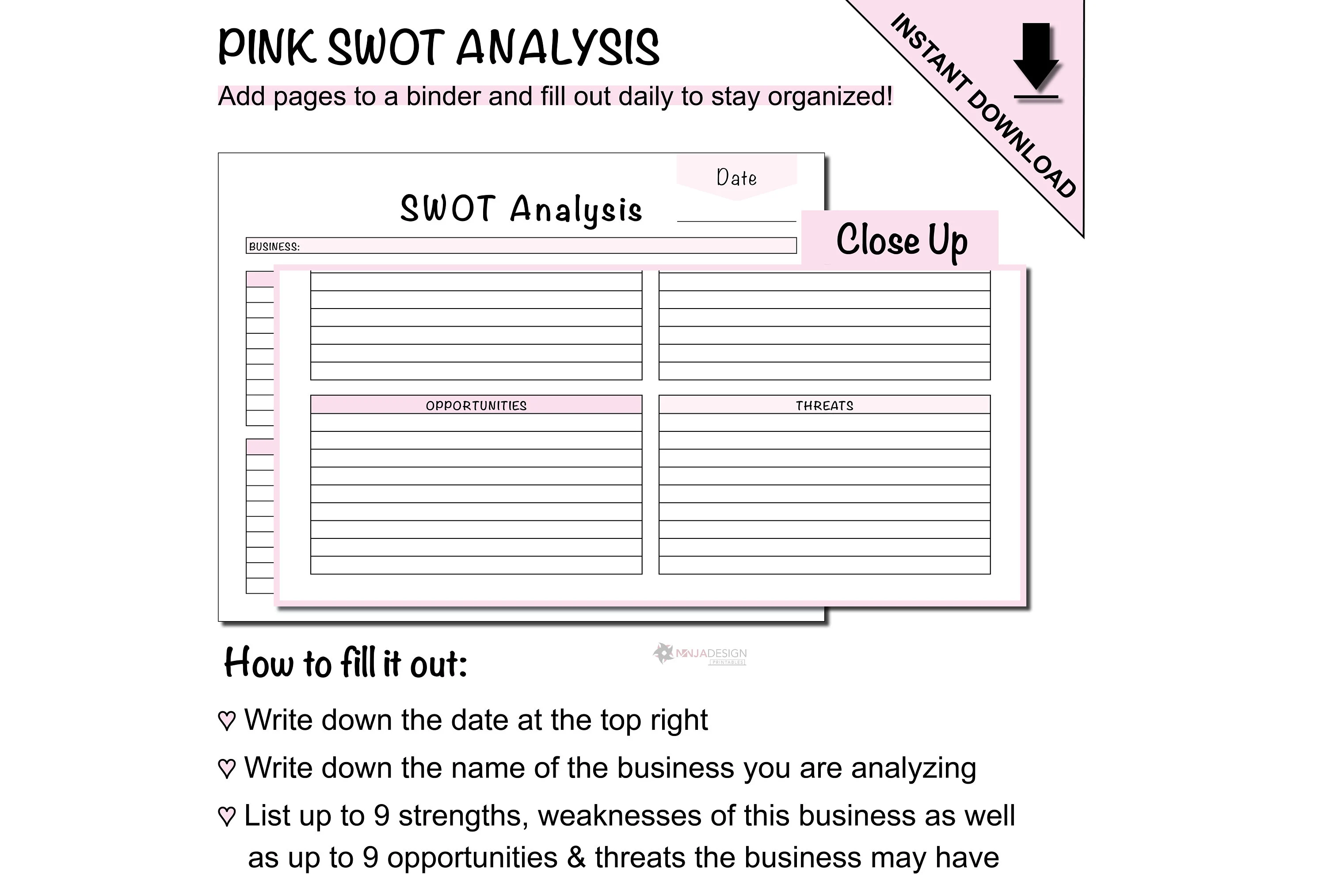 Strengths, Weaknesses, Opportunities, and Threats (SWOT) Analysis Printable