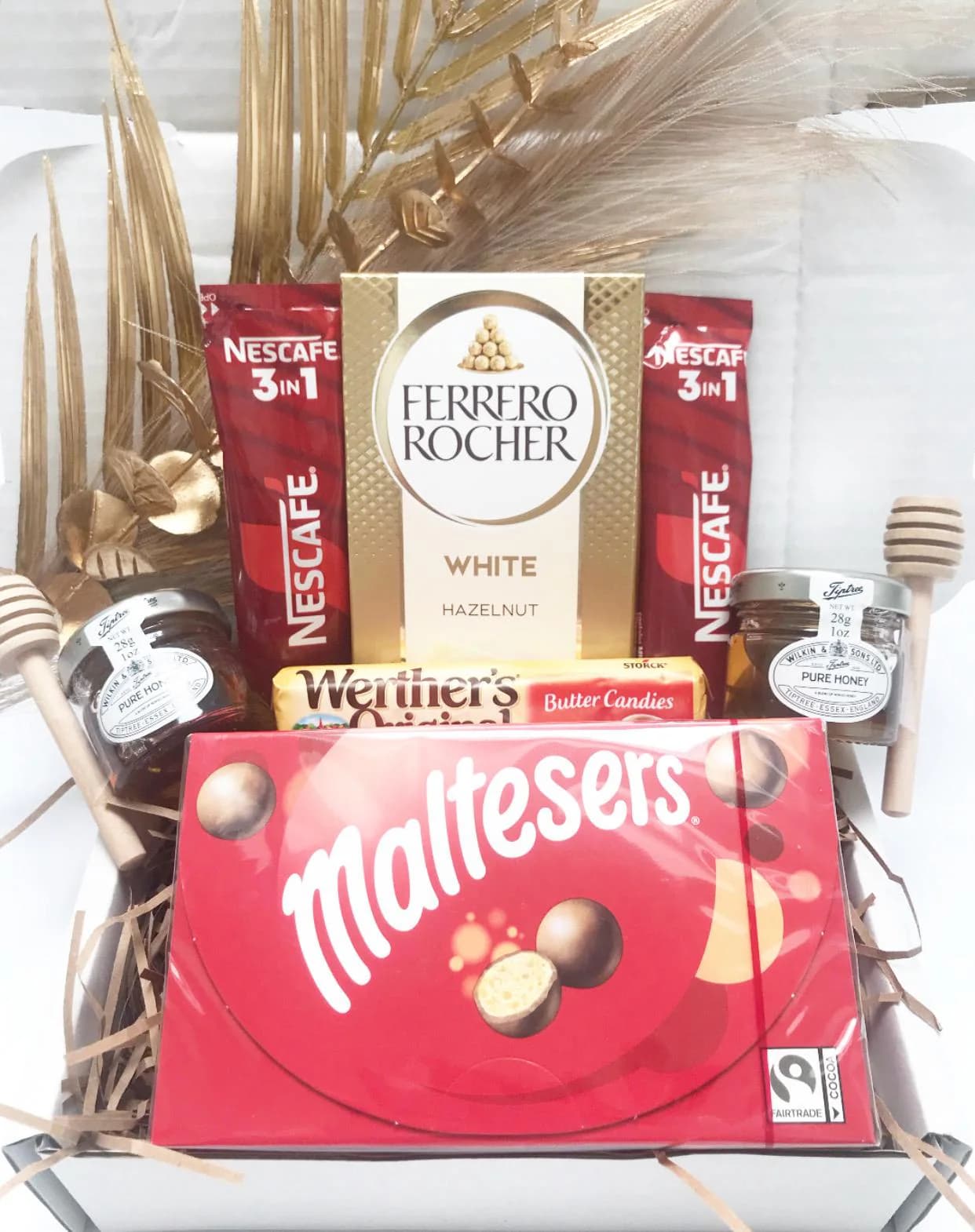 Luxury His & Hers Wedding Foodie Hamper Gift for Couple Parents Cosy Treats Hug in a Box Biscuits Family Friends Sibling New Home