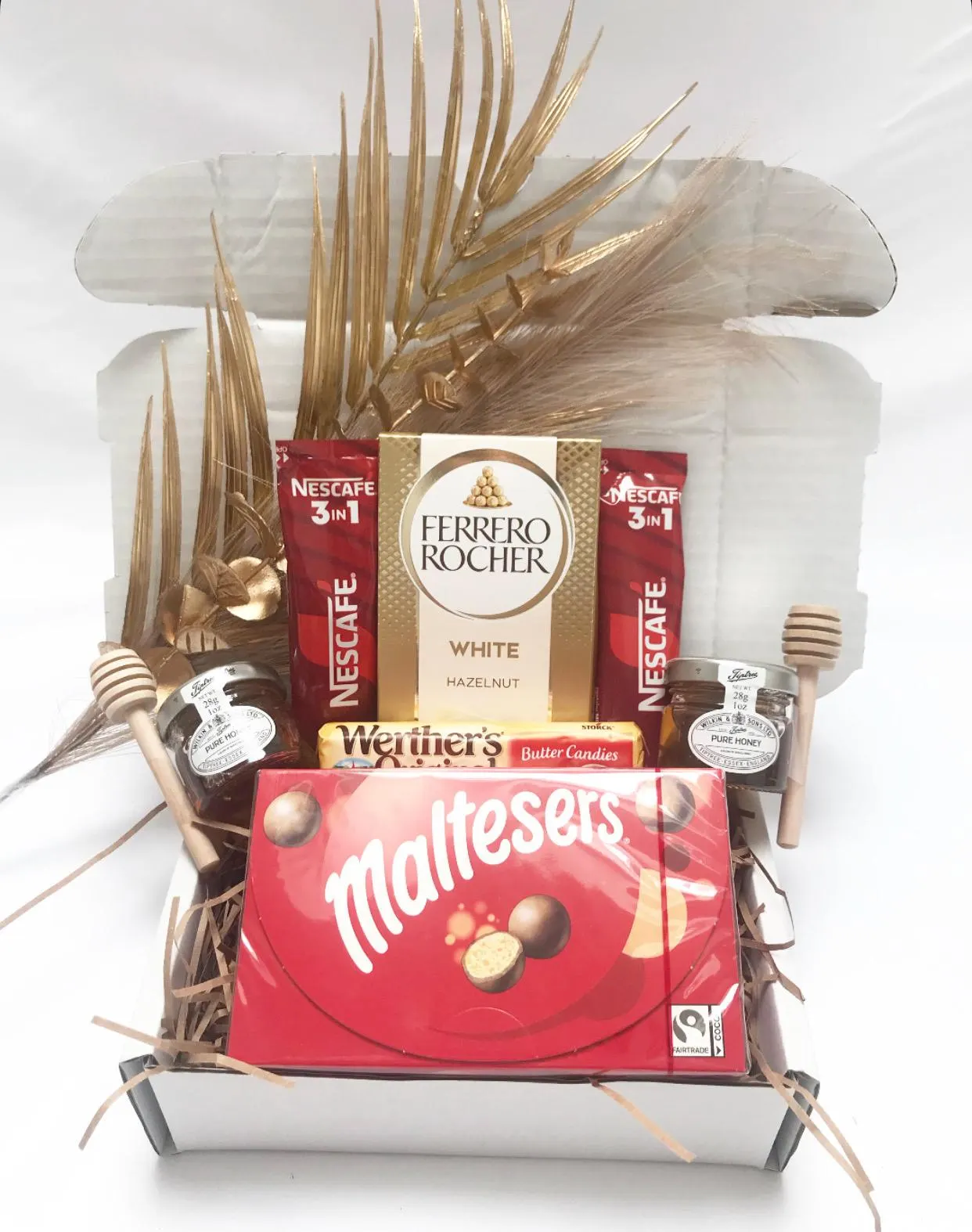 Luxury His & Hers Wedding Foodie Hamper Gift for Couple Parents Cosy Treats Hug in a Box Biscuits Family Friends Sibling New Home - image 3