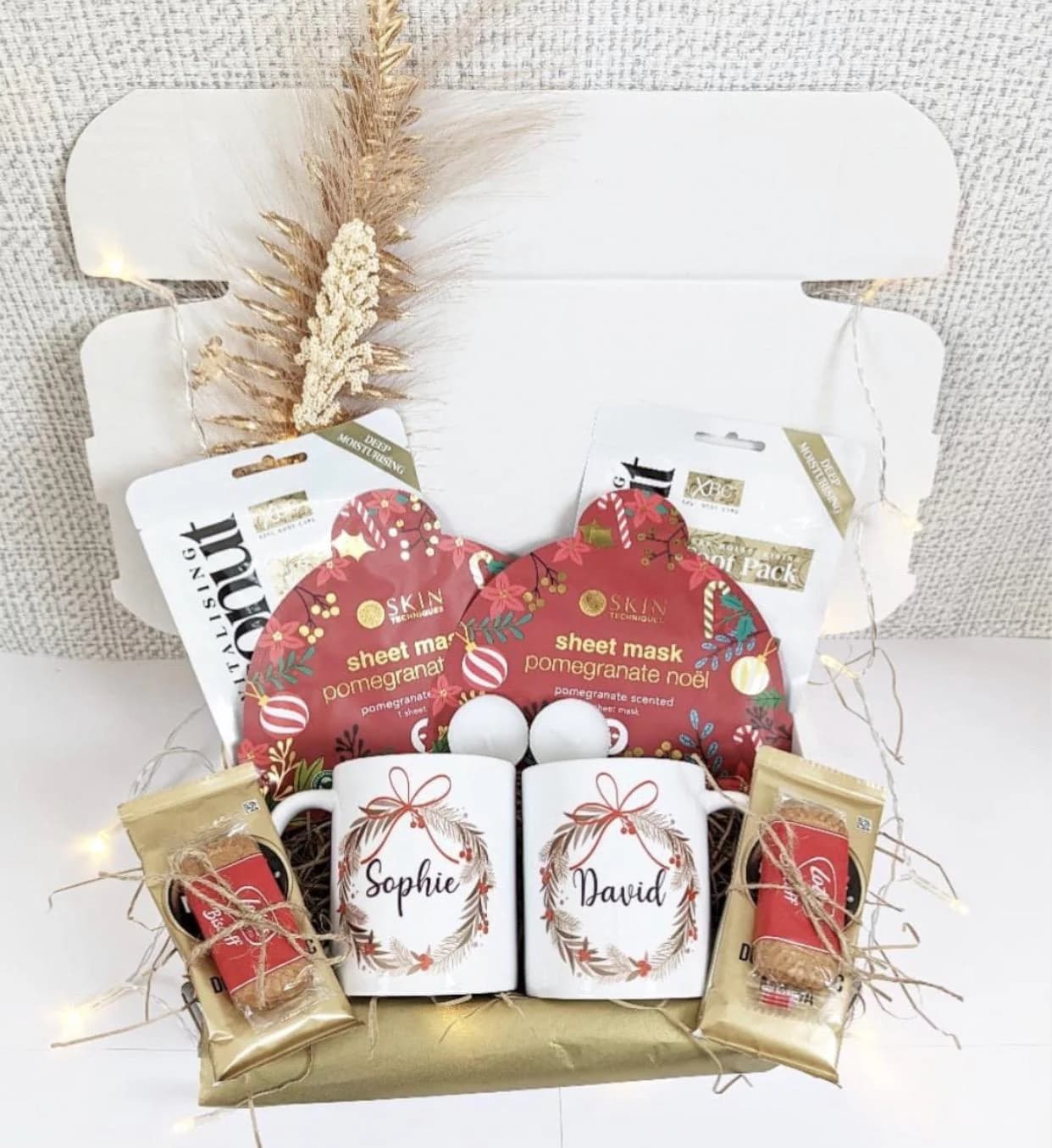 Luxury His & Hers Christmas Pamper Hamper Couple Gift Wedding Parents Cosy Treats Party Hug in a Box New House Biscuits Secret Santa