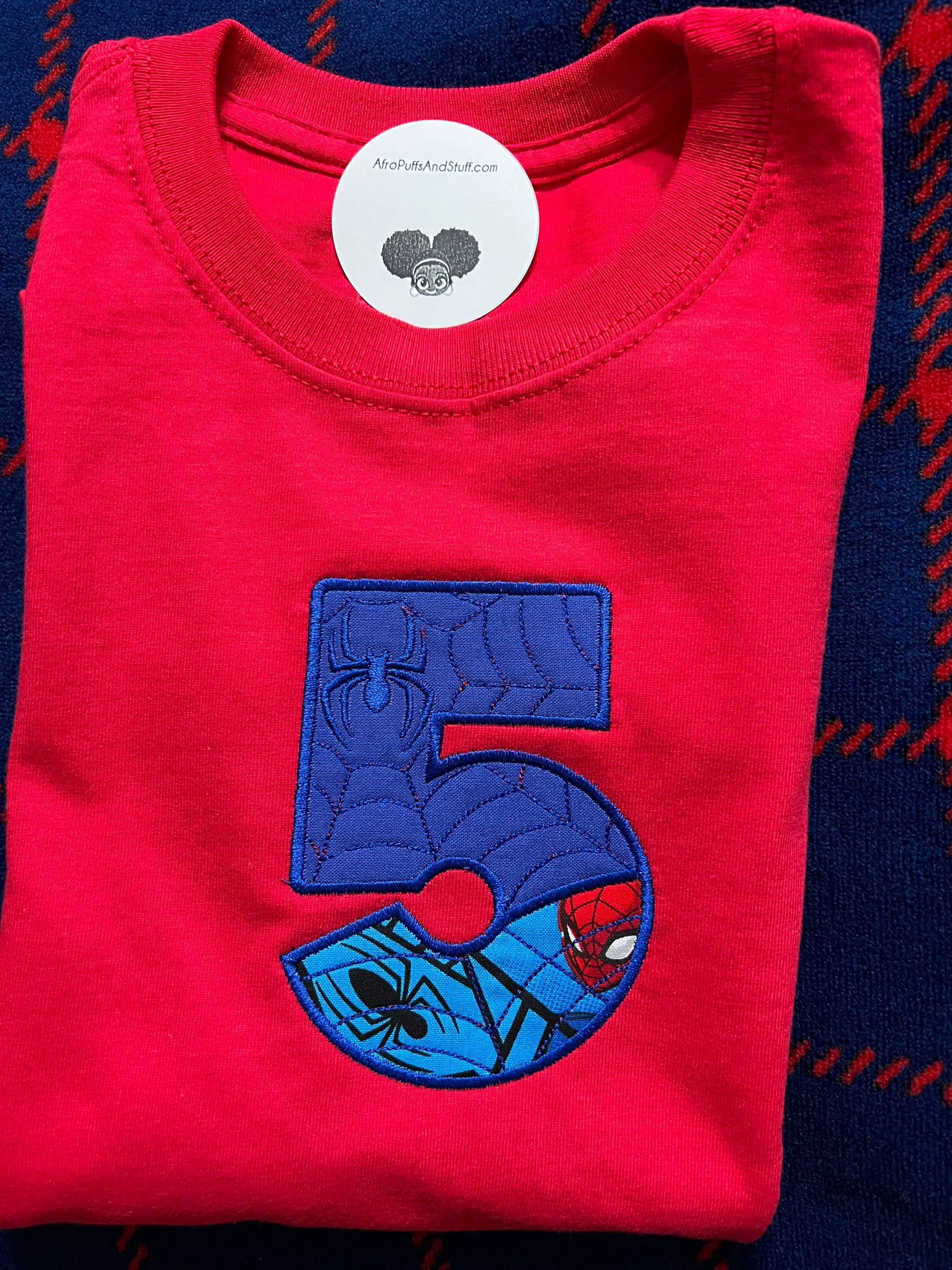 Custom Embroidered Spiderman Number Applique | Birthday Shirt Design | Superheroes | Personalized | - image 5