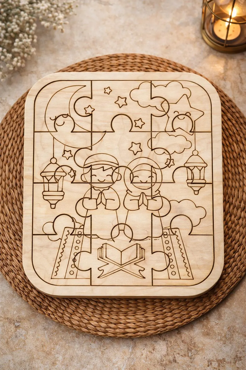 Ramadan & Eid Color Your Own Puzzle Set | Islamic Wooden Jigsaw Activities for Kids - image 3