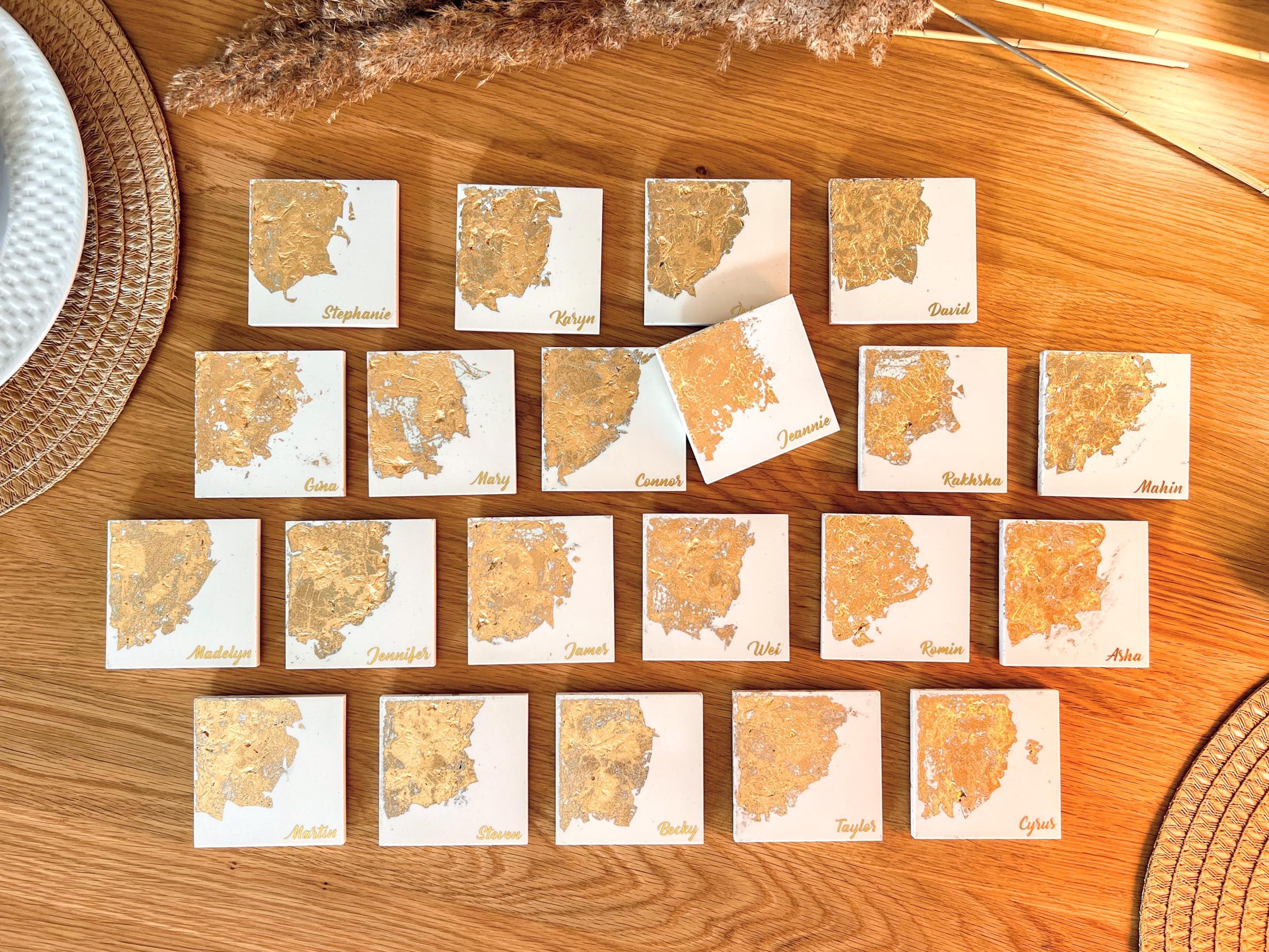 Custom Stone Coasters Set, Personalized Coaster with Text, Personalized Gift, Create Your Own Name Coasters, Anniversary Present