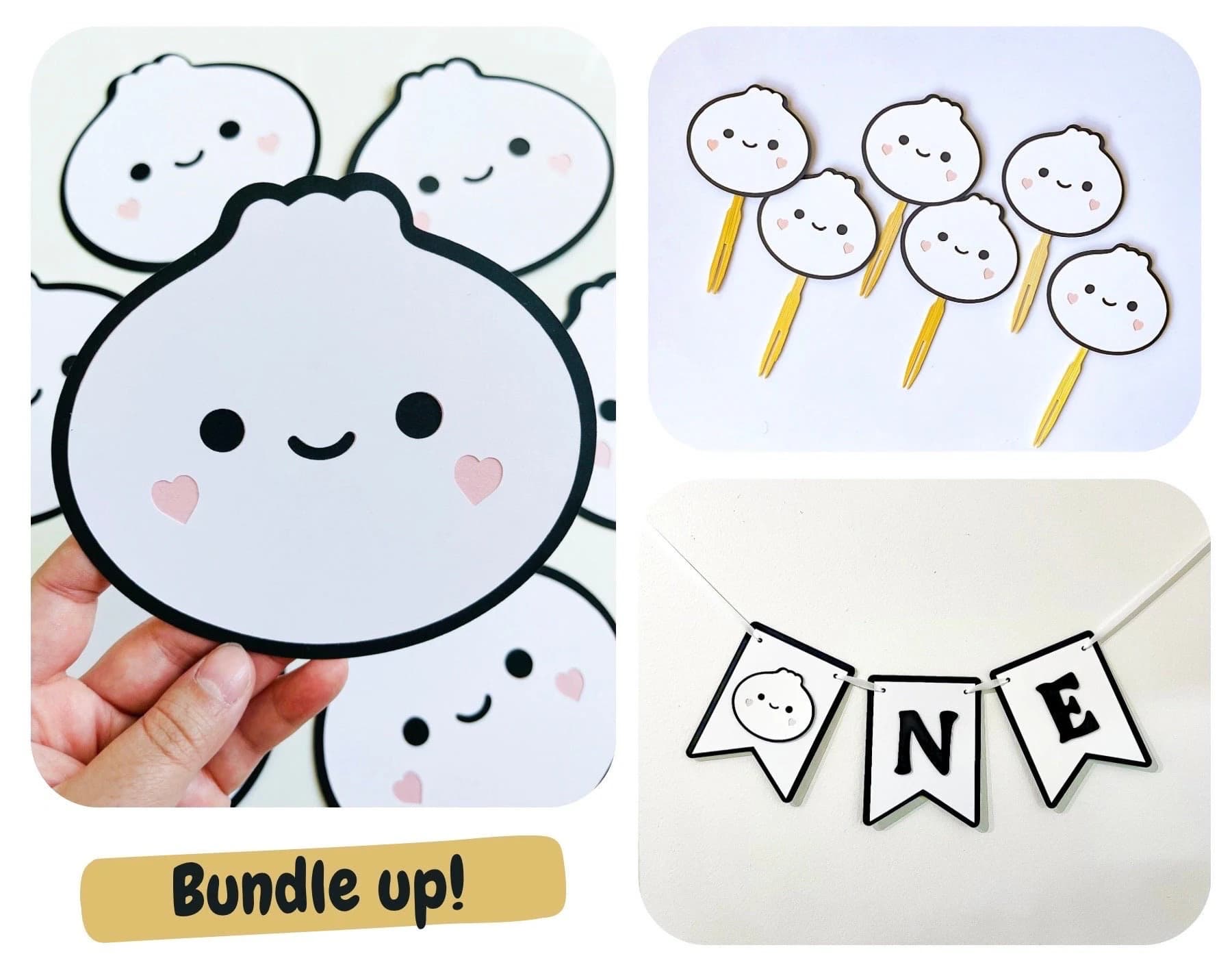 Layered Dumpling Die Cut For A Dumpling Baby Shower, Little Dumpling Party Decoration, Kawaii Asian Food Die Cut, Bao Baby Shower Party - image 2