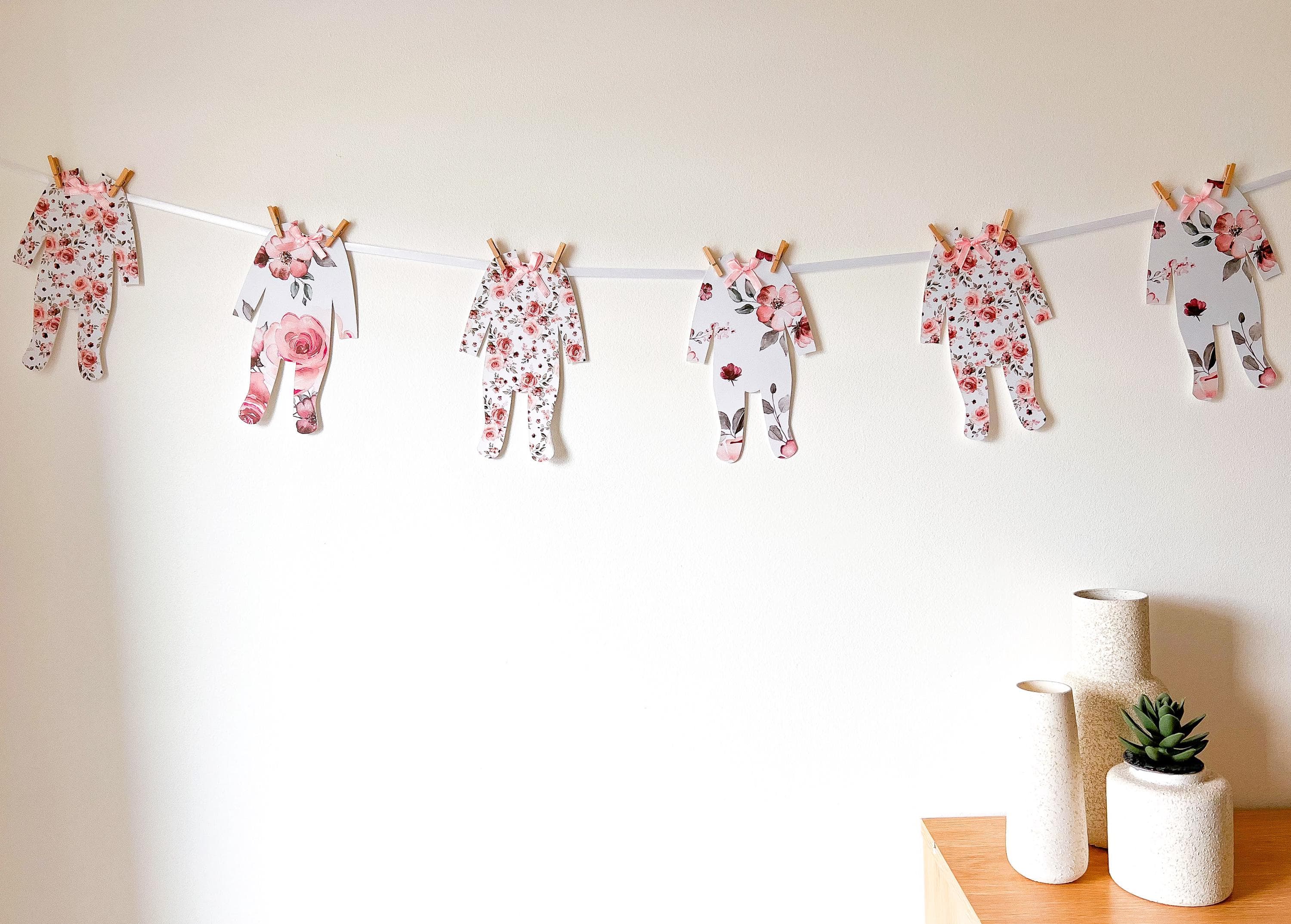 Baby Shower Banner, Elegant Pink Floral Pajamas Decorations with Bows Pajamas, Baby In Bloom Decorations, Wild Flower Baby Wall Decoration - image 3