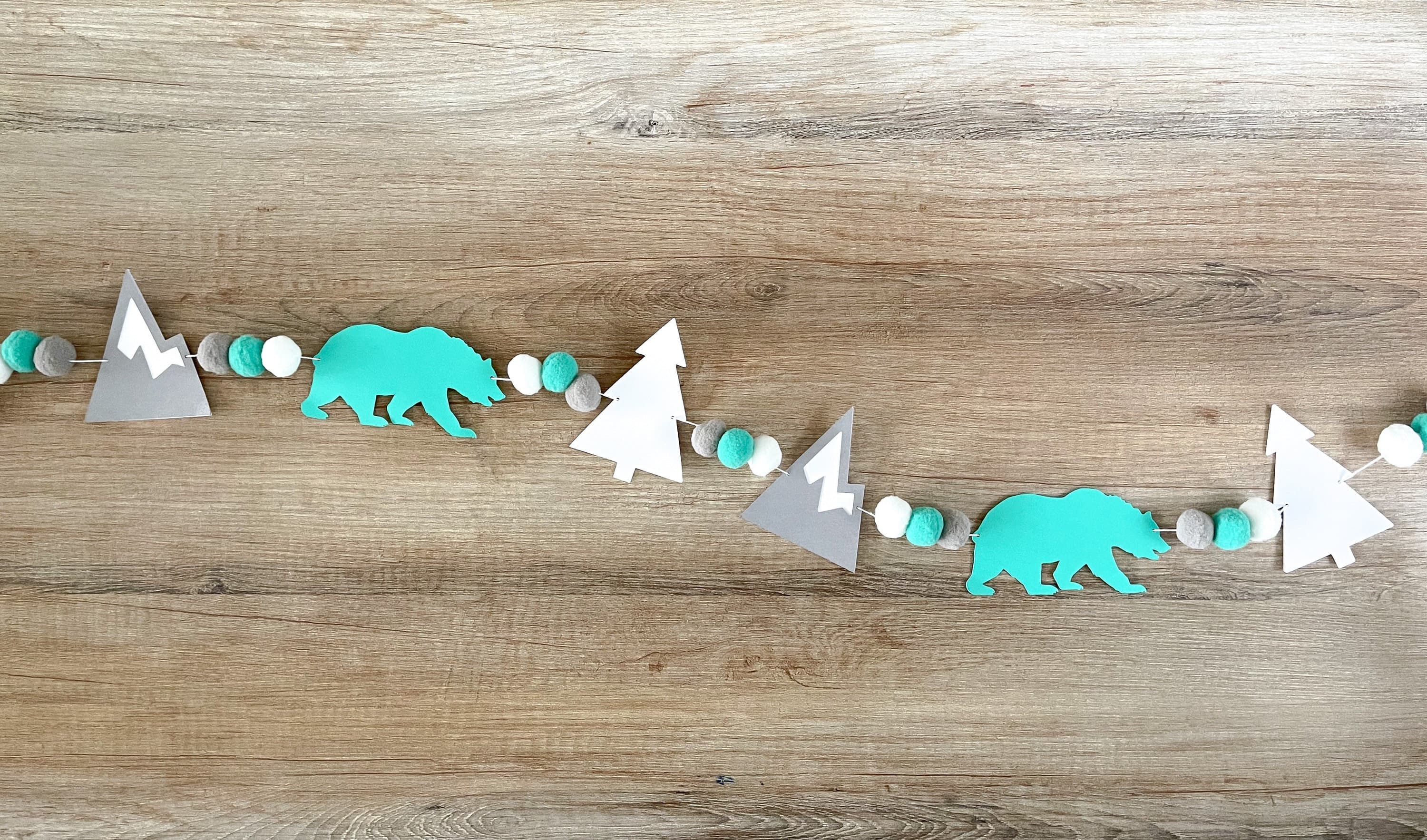 Handmade Adventure Awaits Garland with Pom Poms For Baby Shower, Nursery Room Decor, Mountain Themed Decore, Let The Adventure Begin - image 5