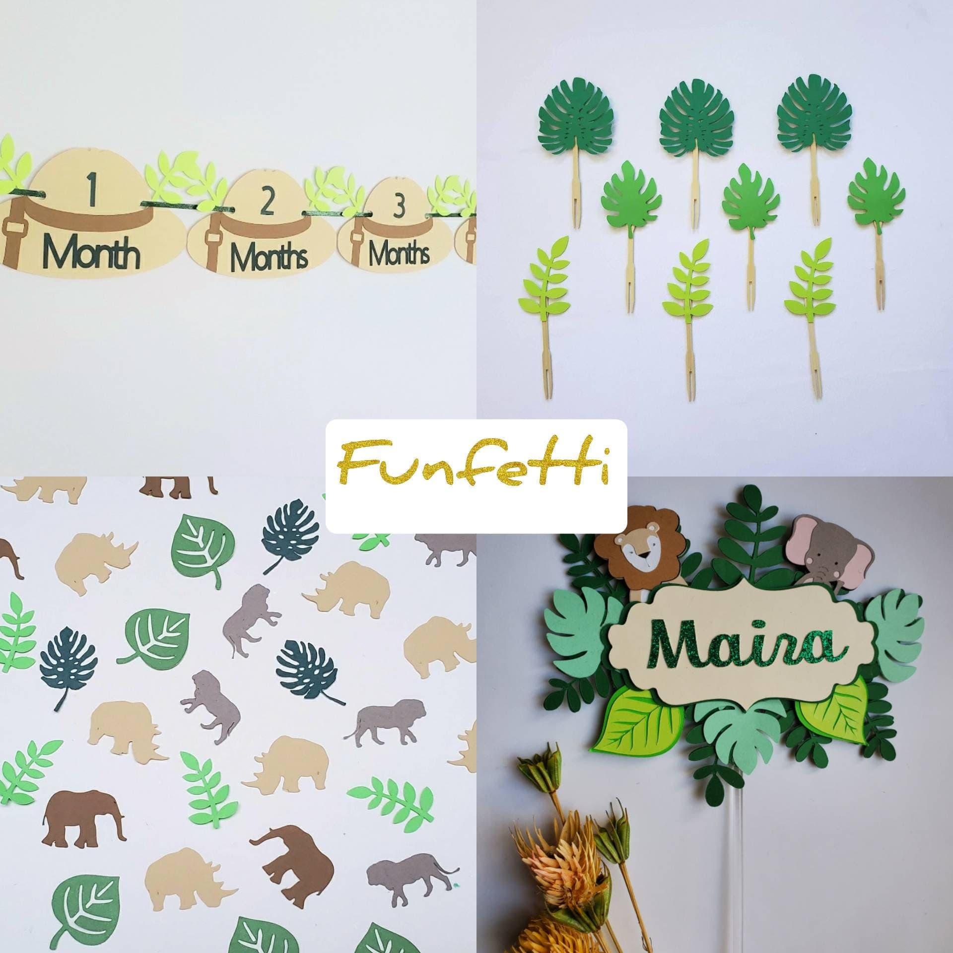 Jungle Safari 12 Months Photo Banner, Baby's First Year Safari Picture Banner, Wild One Photo Banner, Monthly Photo Garland for a Boy Girl - image 4
