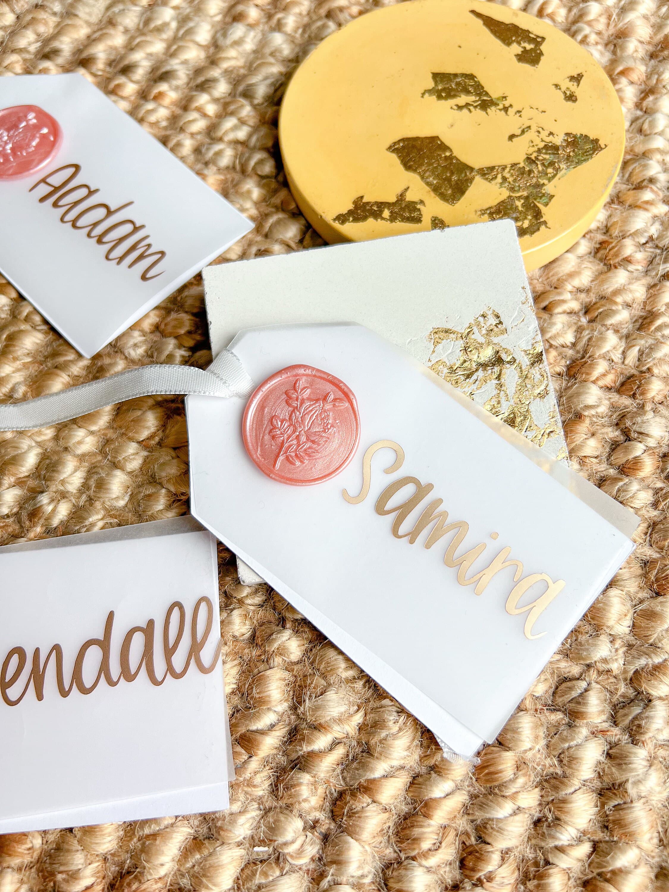 Personalized Vellum Name Tag With Wax Stamp For Place Card, Wedding Stationery, Vellum Foil Name Tag, Vellum Foiled Place Card Wedding - image 3