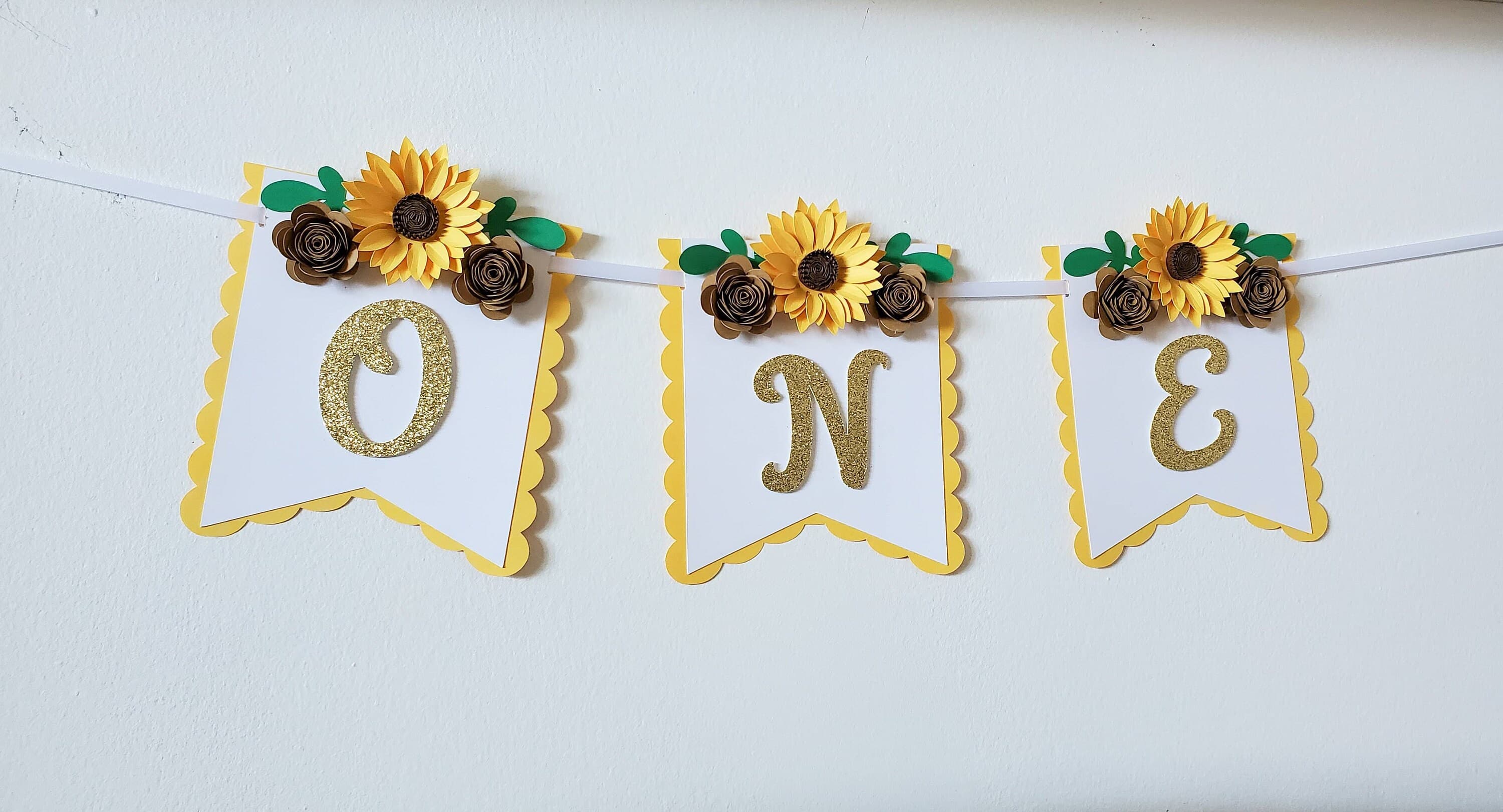 One High Chair Banner for  Sunflower Themed Party, Yellow Sunflower Garland for Baby Nursery, Party Decorations - image 3