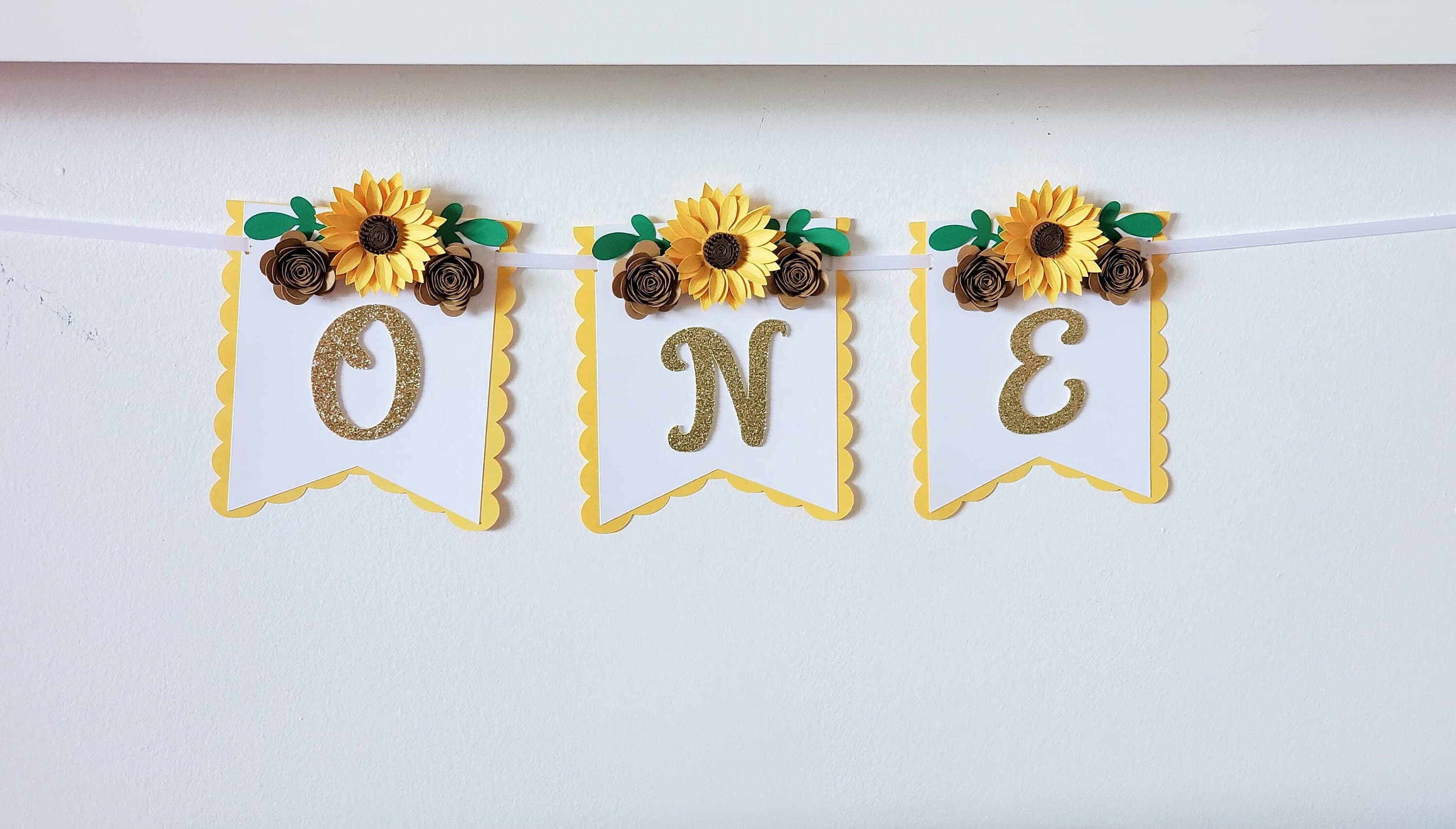 One High Chair Banner for  Sunflower Themed Party, Yellow Sunflower Garland for Baby Nursery, Party Decorations - image 5