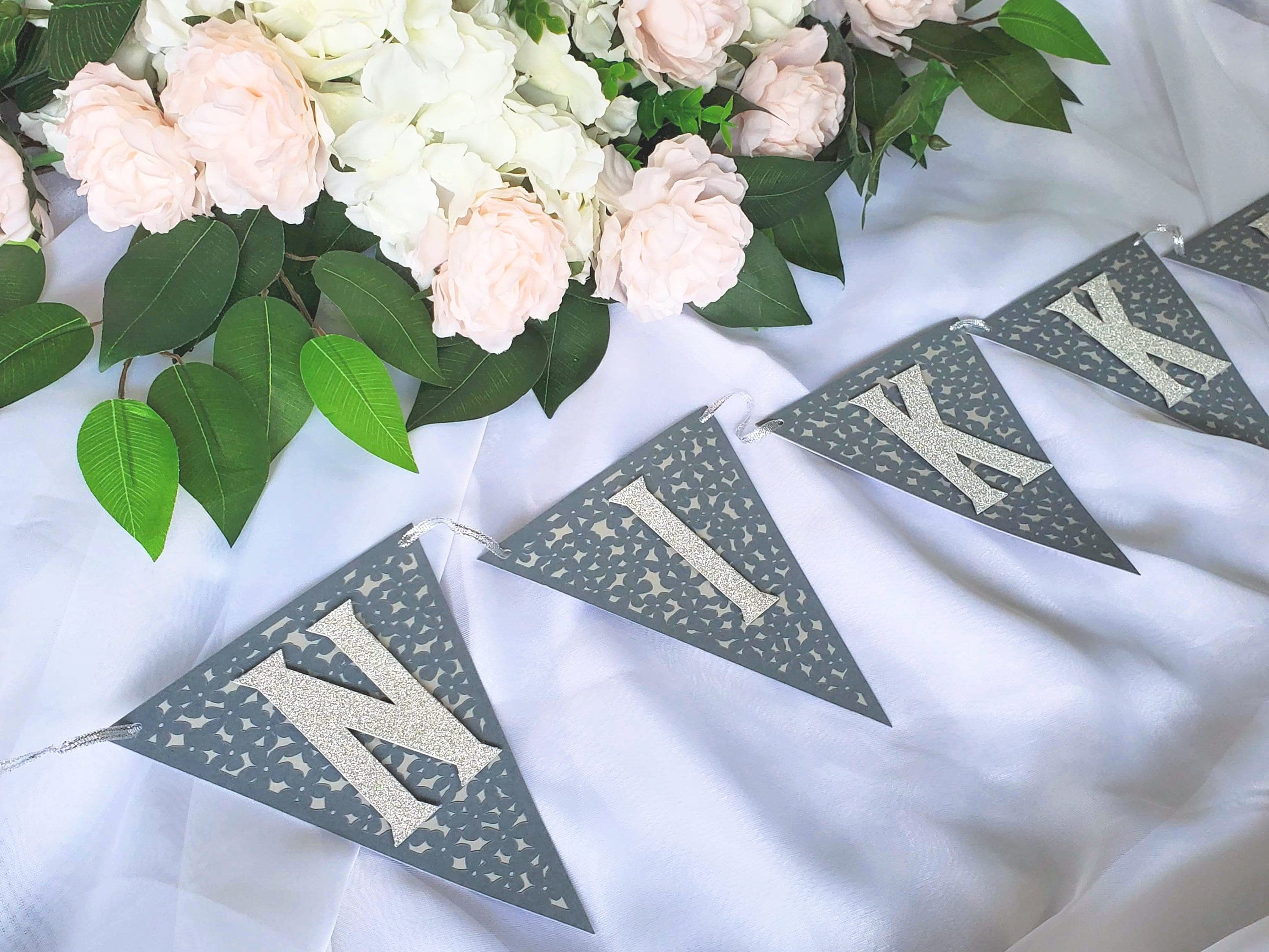 Grey Handmade Nikkah Banner for Muslim Wedding, Shaadi Mubarak Garland or Bunting for Wall Decor, Islamic Nikkah'd Valima Sign, Nikkahfied - image 3