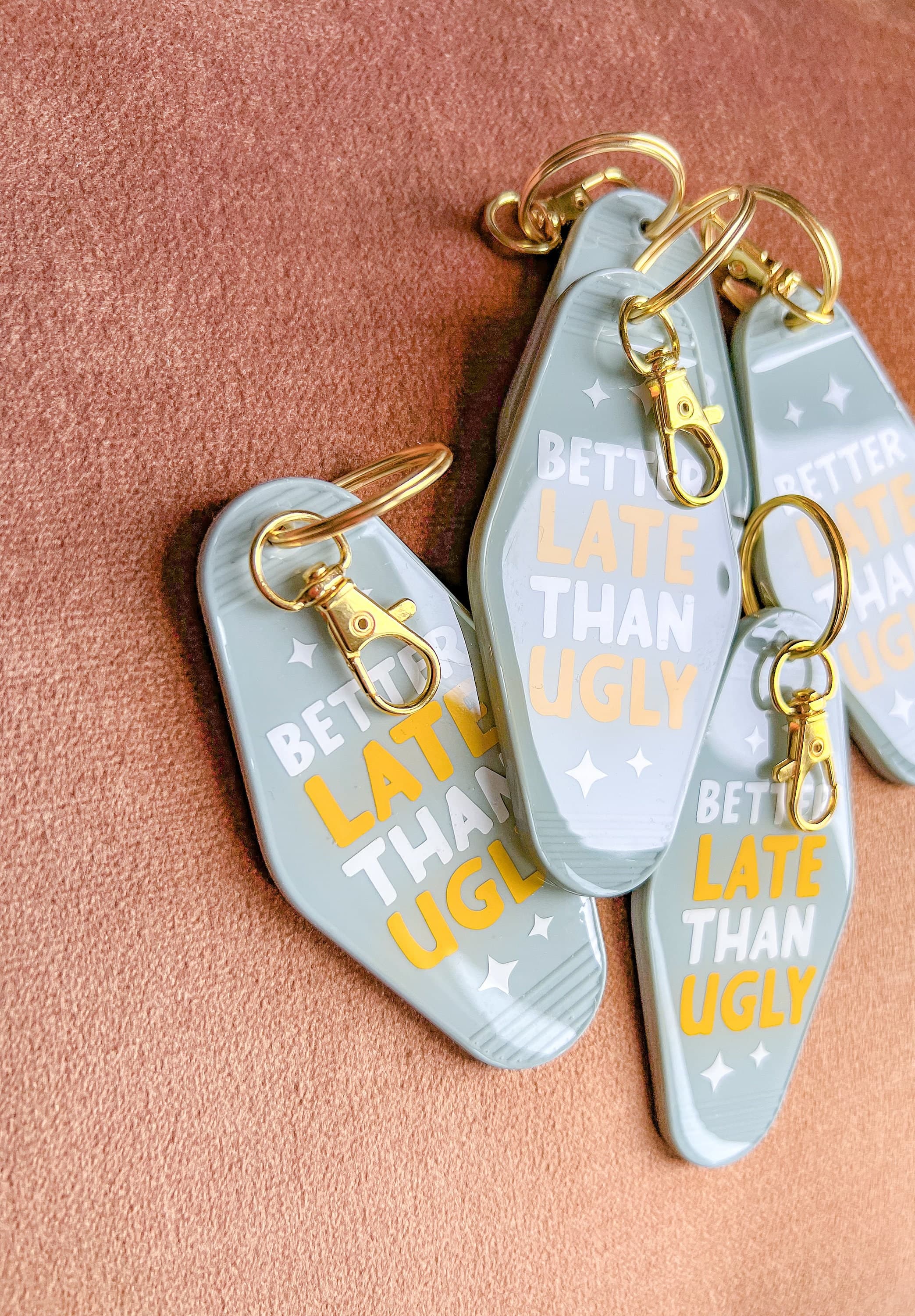 Retro Motel Keychain Funny Going Away Gift For Coworker Key Tag Better Late Than Ugly Goodbye Gift Farewell Acrylic Keychain Gift For Her - image 5