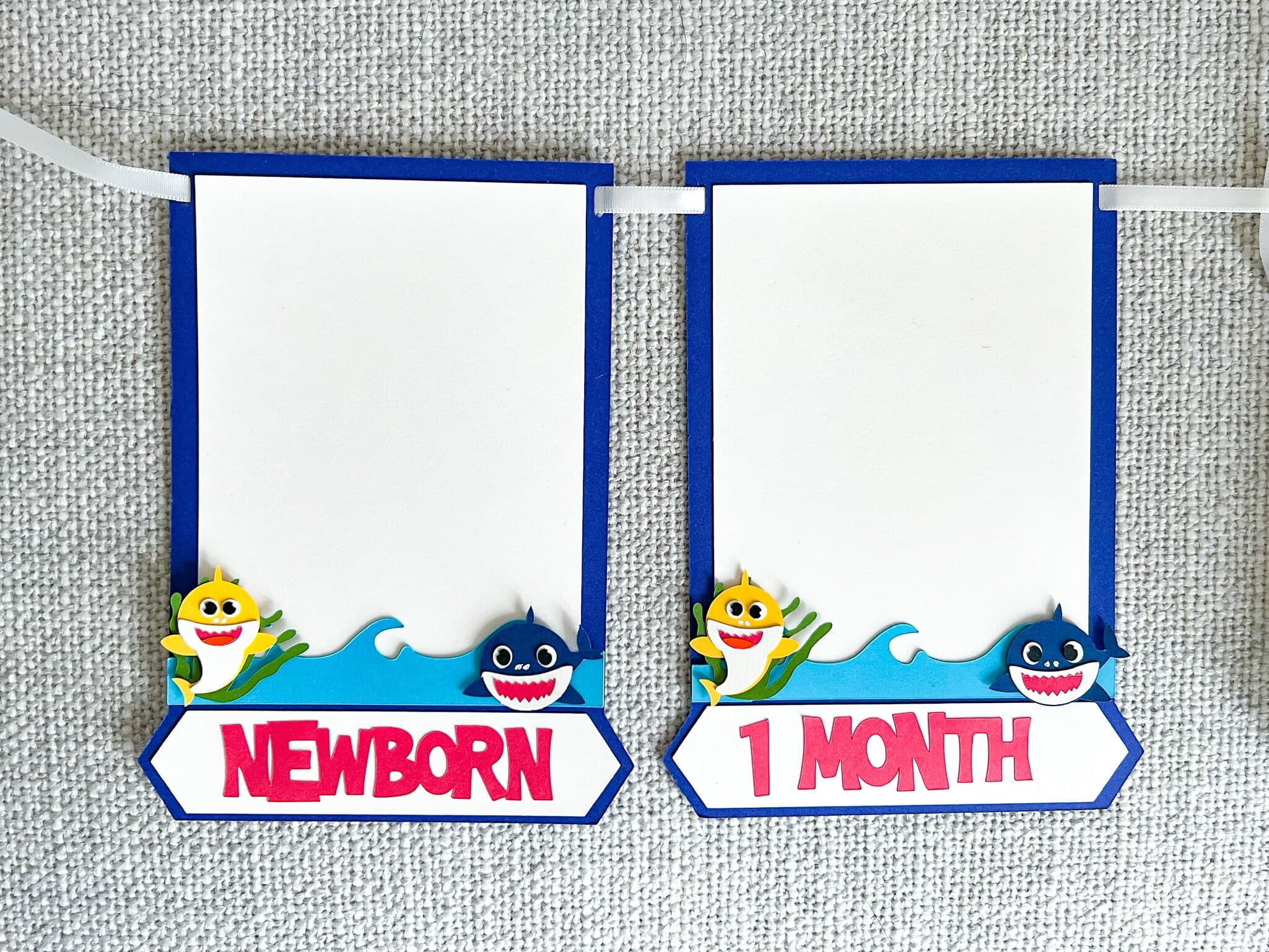 12 Months Milestone Banner for Baby Shark Themed Party, Monthly Photo Garland For Newborn Photography or Nursery, Baby Shark Two Two Two - image 5
