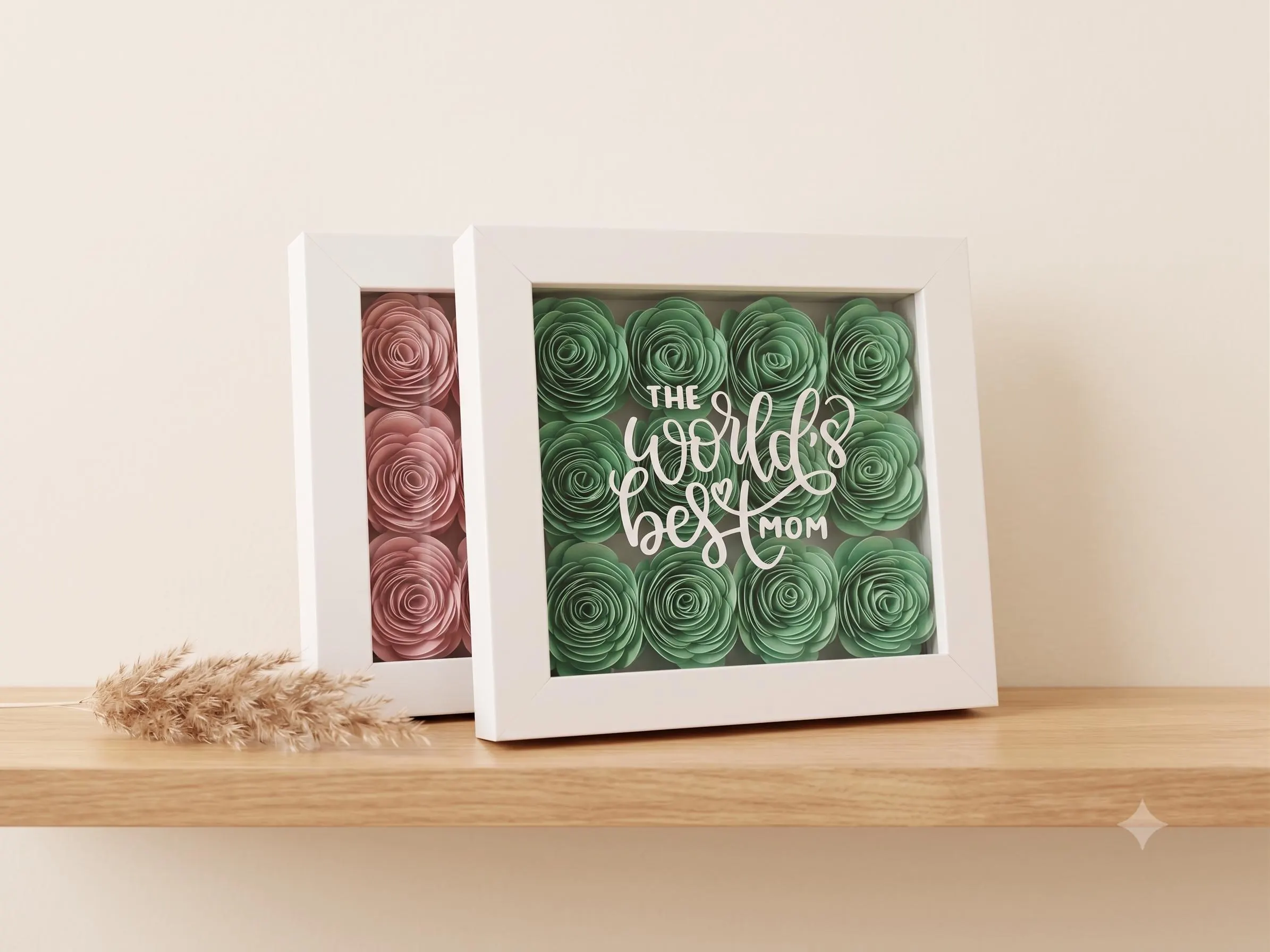 Personalized Flower Shadow Box, Custom Cardstock Roses, Mother's Day Gift for Mom