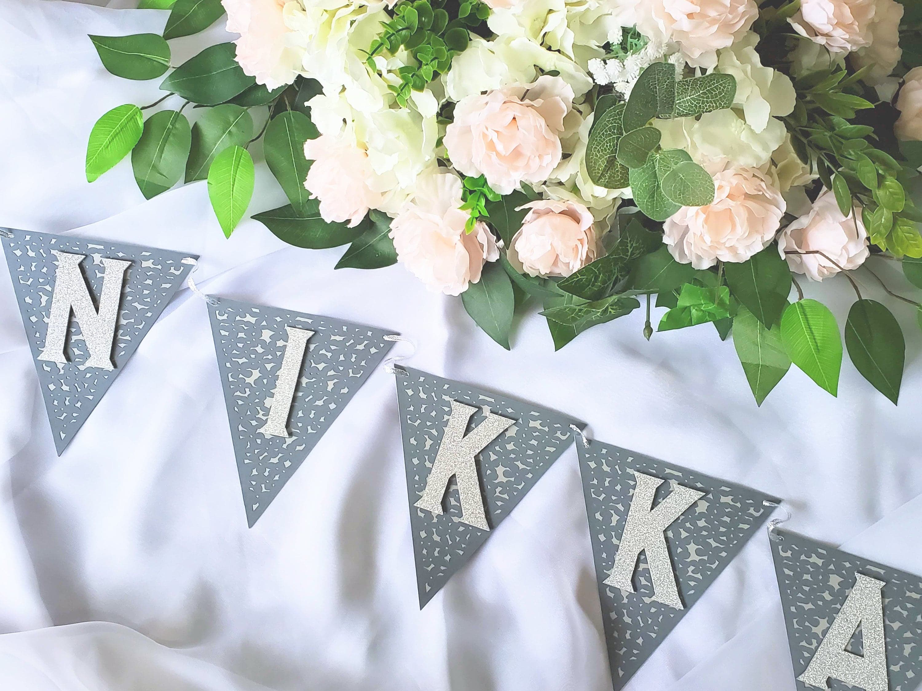 Grey Handmade Nikkah Banner for Muslim Wedding, Shaadi Mubarak Garland or Bunting for Wall Decor, Islamic Nikkah'd Valima Sign, Nikkahfied