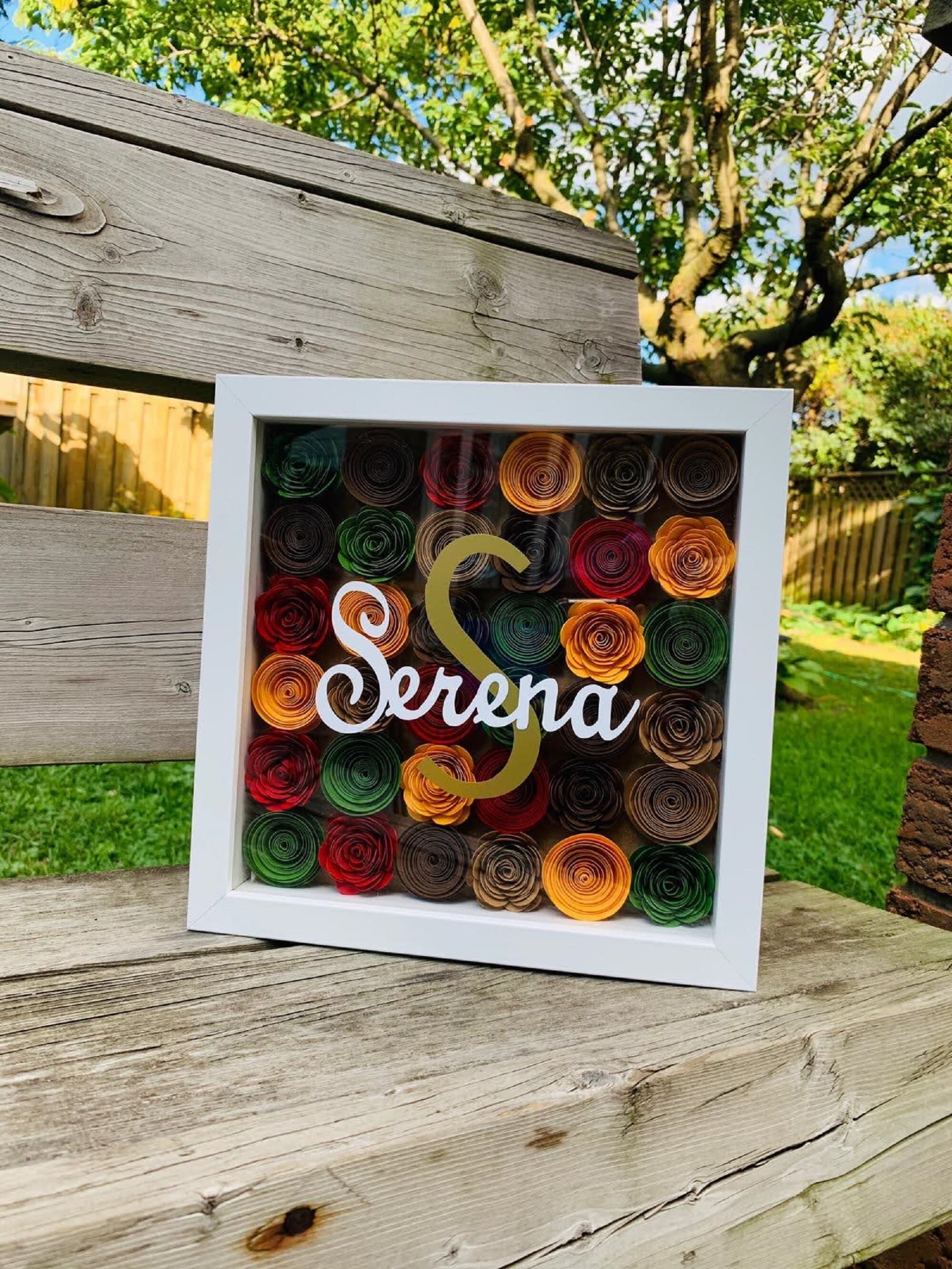 9x9 Custom Framed Paper Flower Shadow Box, 9x9 Personalized Frame for Nursery Wall Decoration, Personalized Gifts For Mom - image 3