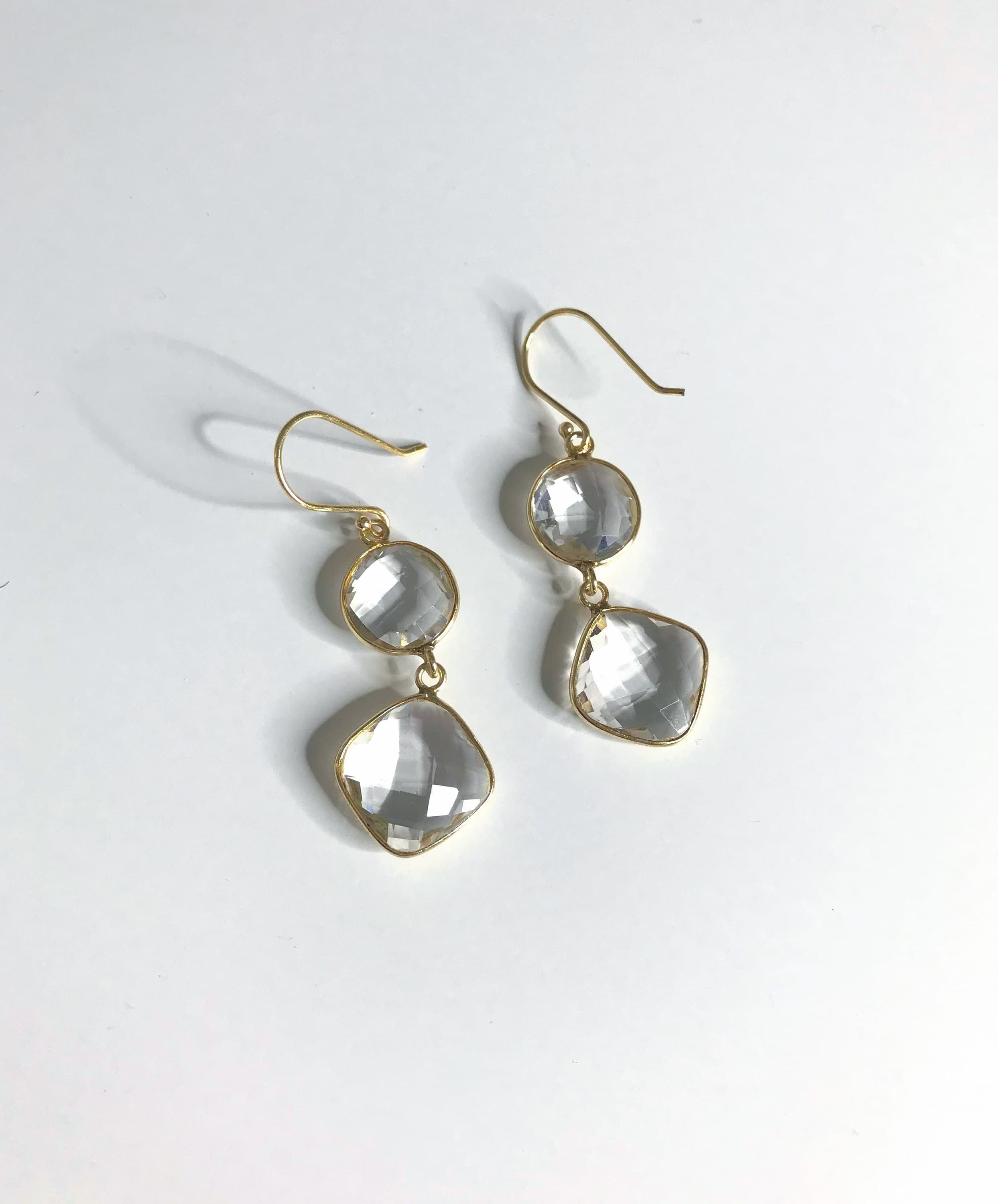 Clear Crystal Earrings, Clear Quartz Earrings Dangle, Crystal Ball Earrings, Faceted Crystal Jewelry Gold, Transparent Wedding Earrings - image 5