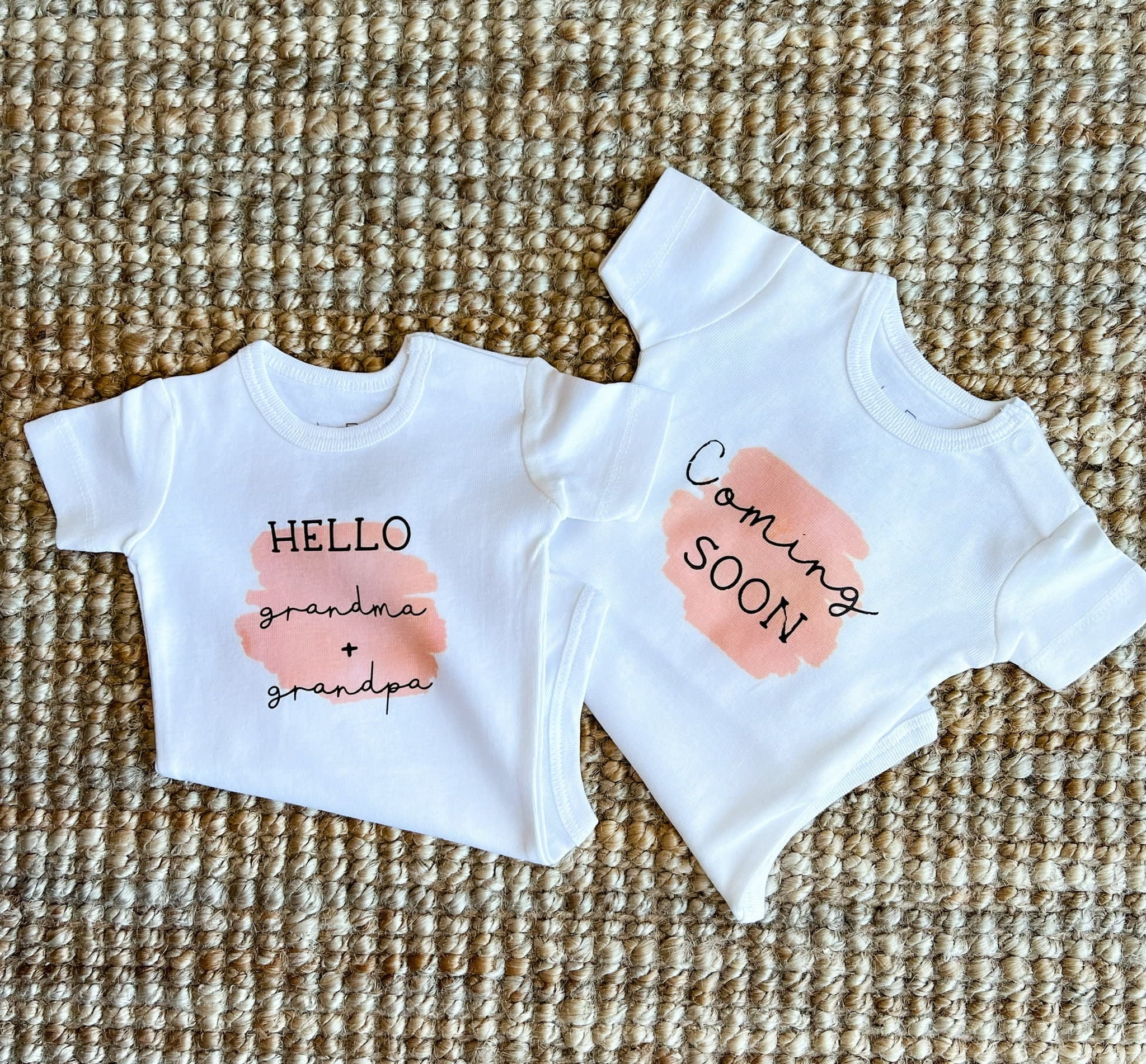Hello Grandma and Grandpa Baby Announcement Onesie, Coming Soon Body Suit, Grandparents Announcement Onesies, First Grandbaby - image 5