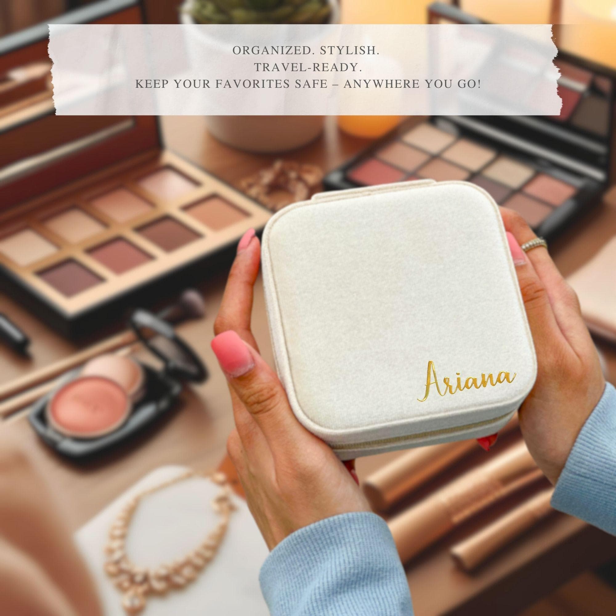 Personal Travel Jewelry Box, Custom Personal Jewelry box, Velvet Jewelry Box Bridal Shower Wedding Favors, Organized Jewelry Box
