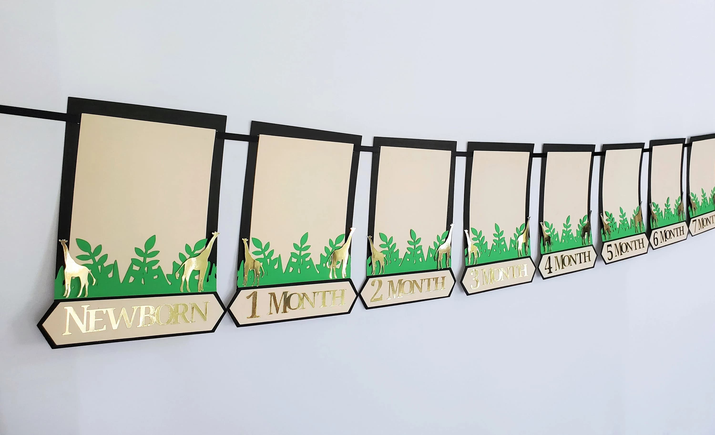 12 Months Milestone Banner for Safari Themed Party, Photo Garland, Jungle Wild One Dinosaur Decoration, Baby Shower Boy Girl Party!