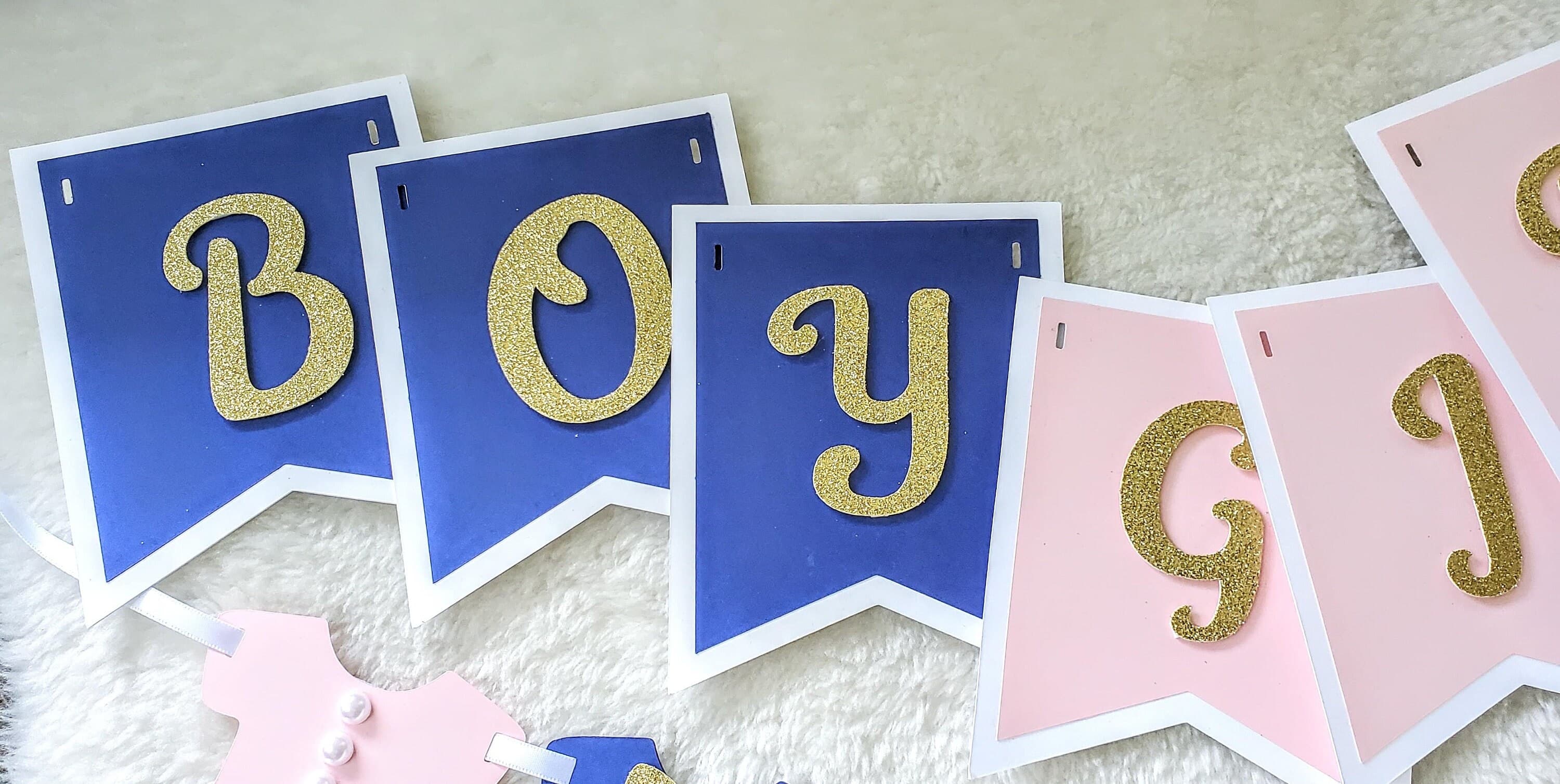 Boy Or Girl Banner, Gender Reveal Decorations, Garland for Baby Shower, Blue or Pink Neutral Garland for Gender Reveal Party - image 2