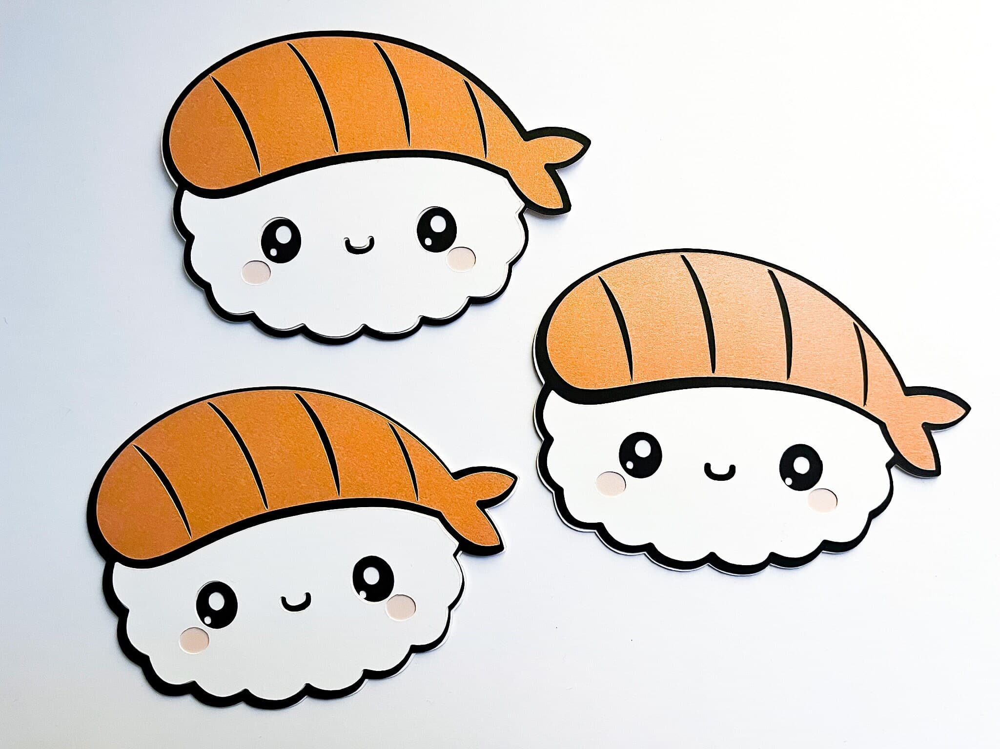 Layered Sushi Cardstock Die Cut For Kawaii Party, Sushi Baby Shower, Sushi Party Decoration, Kawaii Asian Food Die Cut - image 2