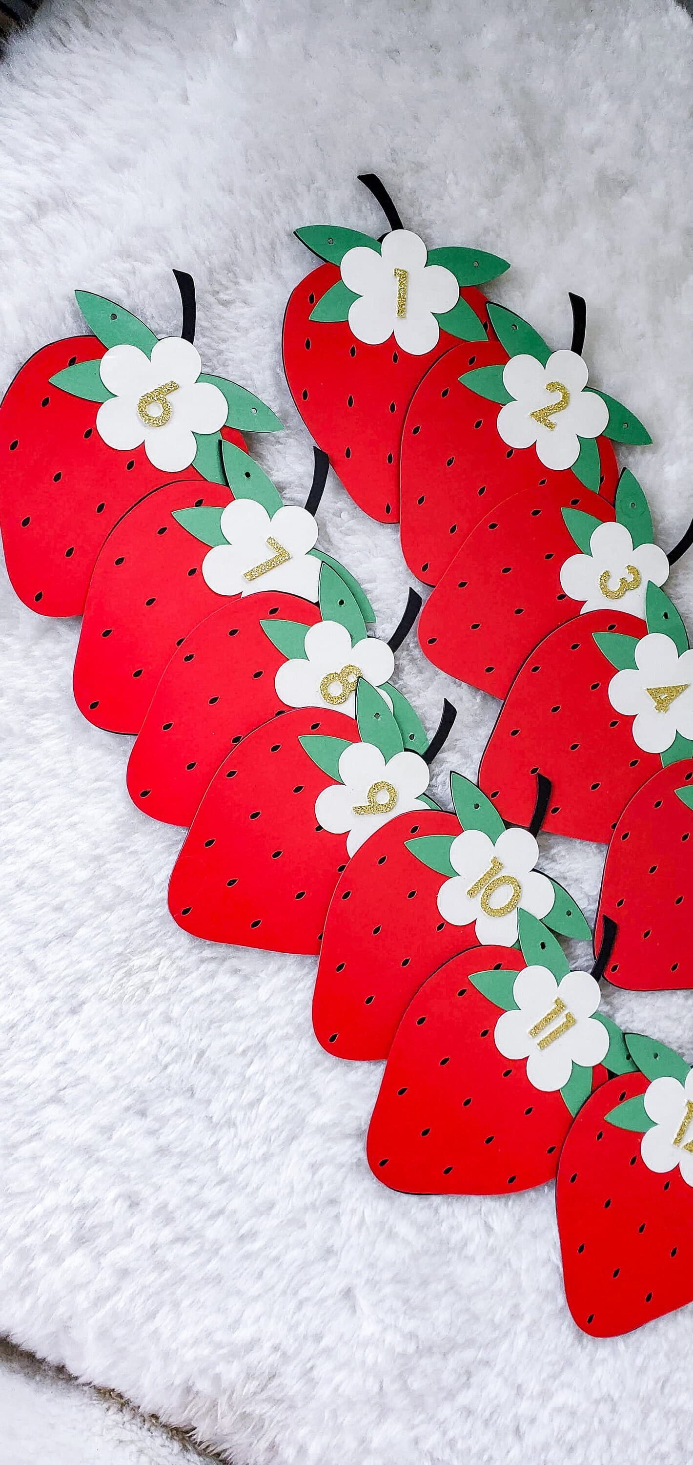 12 Months Strawberry Photo Banner, First Year Strawberry Themed Party Decor, Berry Sweet Milestone Banner, Strawberry Shortcake Smash Cake - image 3