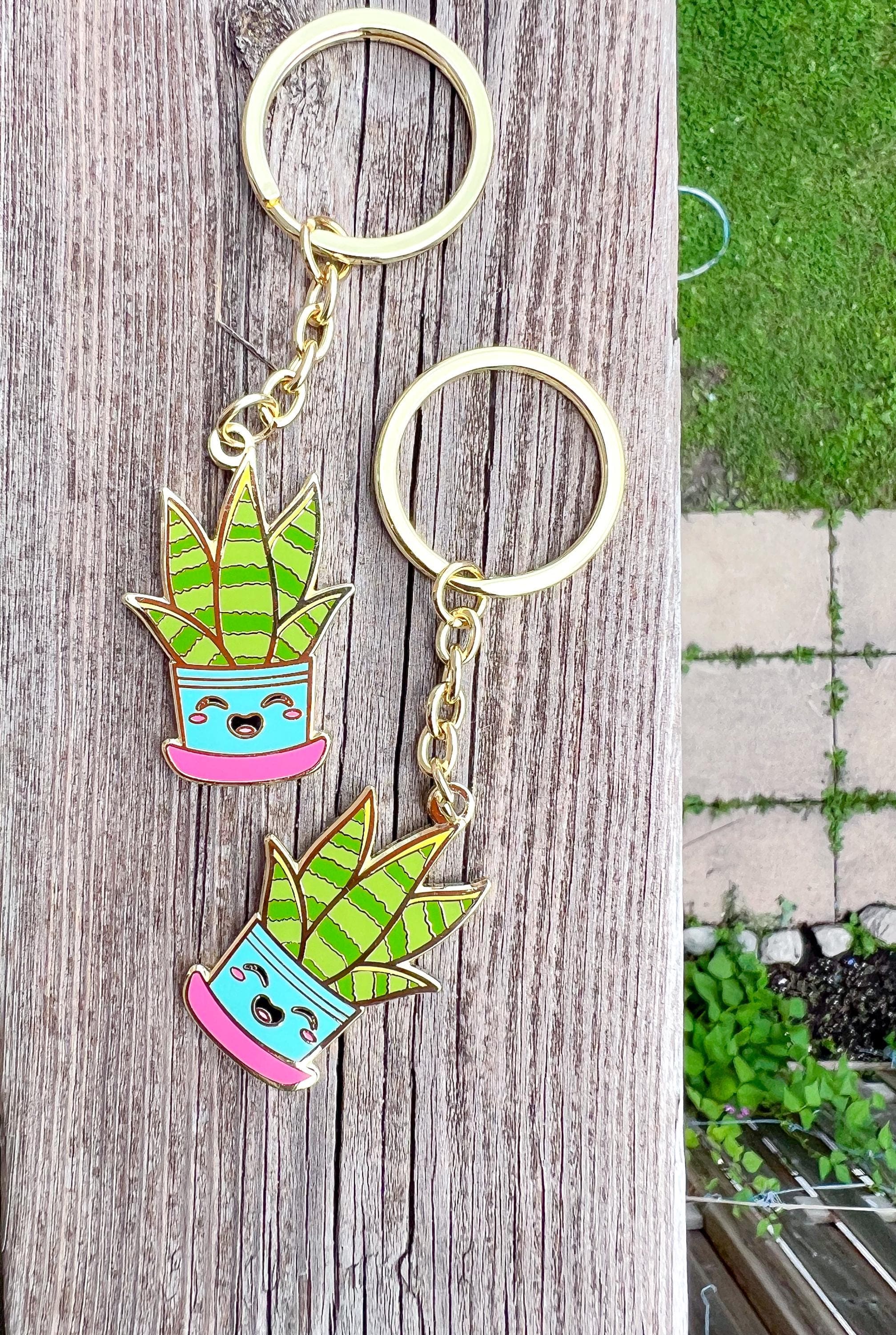 Plant Lady Enamel Keychain - Plant Mom Gift for Her - Best friend gift - Plant Keychain - Gardening gift for her - image 3
