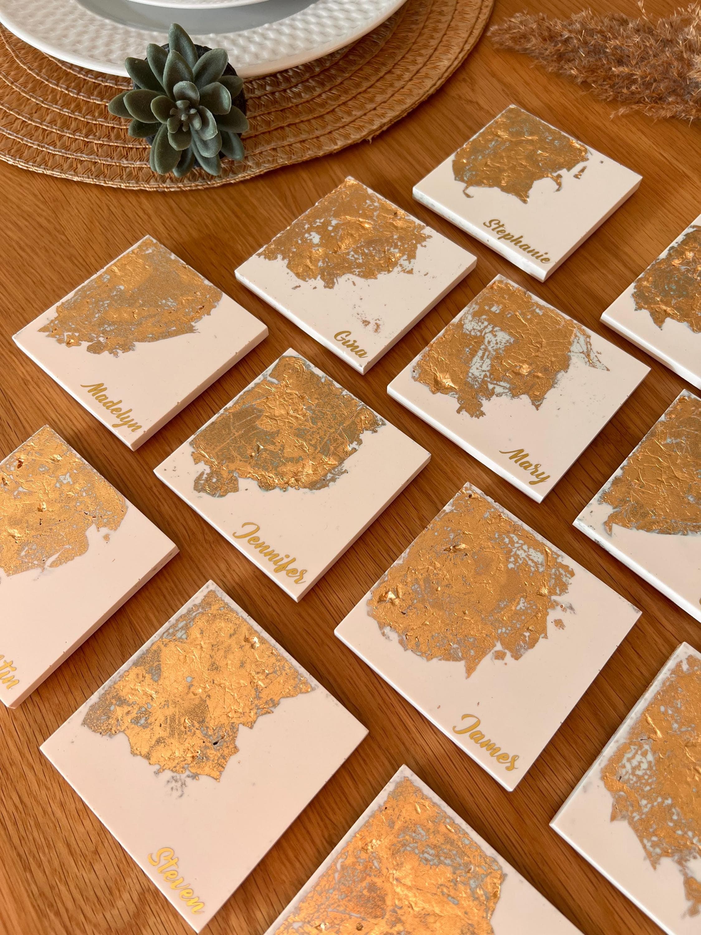Custom Stone Coasters Set, Personalized Coaster with Text, Personalized Gift, Create Your Own Name Coasters, Anniversary Present - image 3